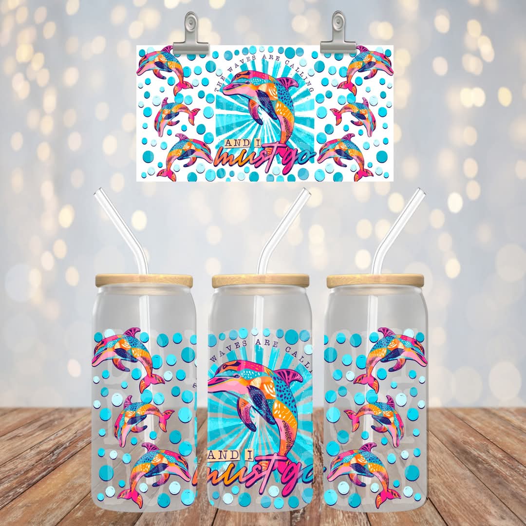 The waves are calling 🐬- UV dtf wrap 16oz libbey (PHDC AP25)