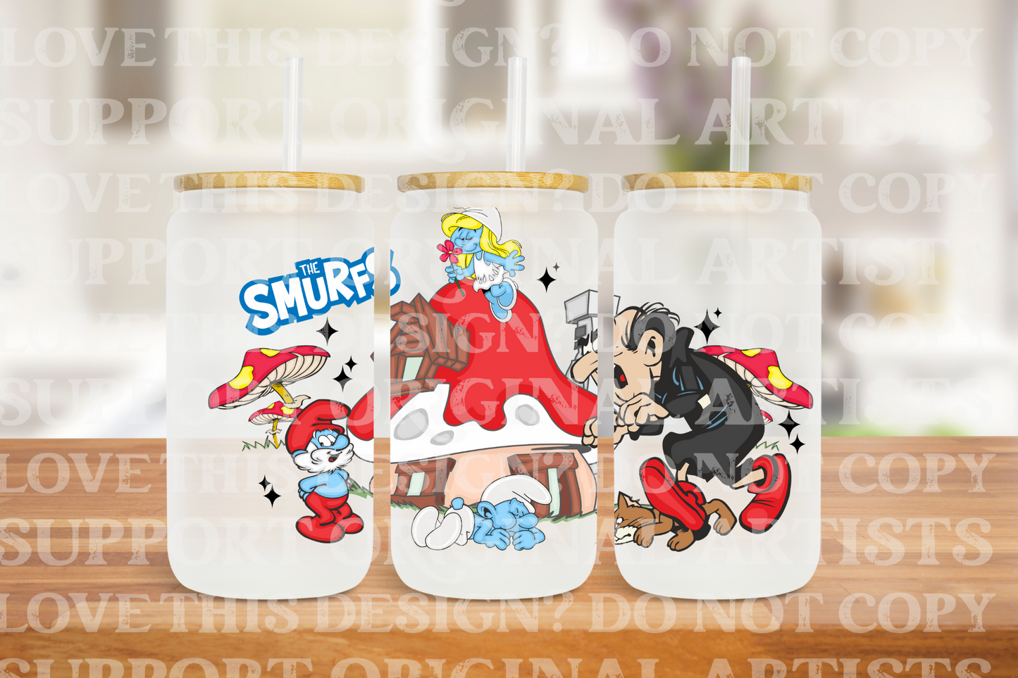 Smurf- UV dtf wrap 16oz libbey : SSDD Pola3
