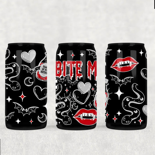 Bite me white  - UV dtf wrap 16oz libbey : CSC
