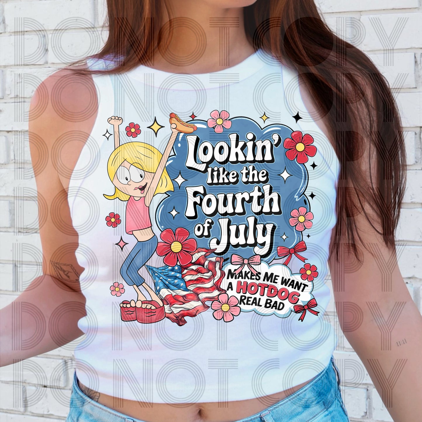 Lizzie looking like the 4th of July - DTF TRANSFER (Blast from the past Collab)