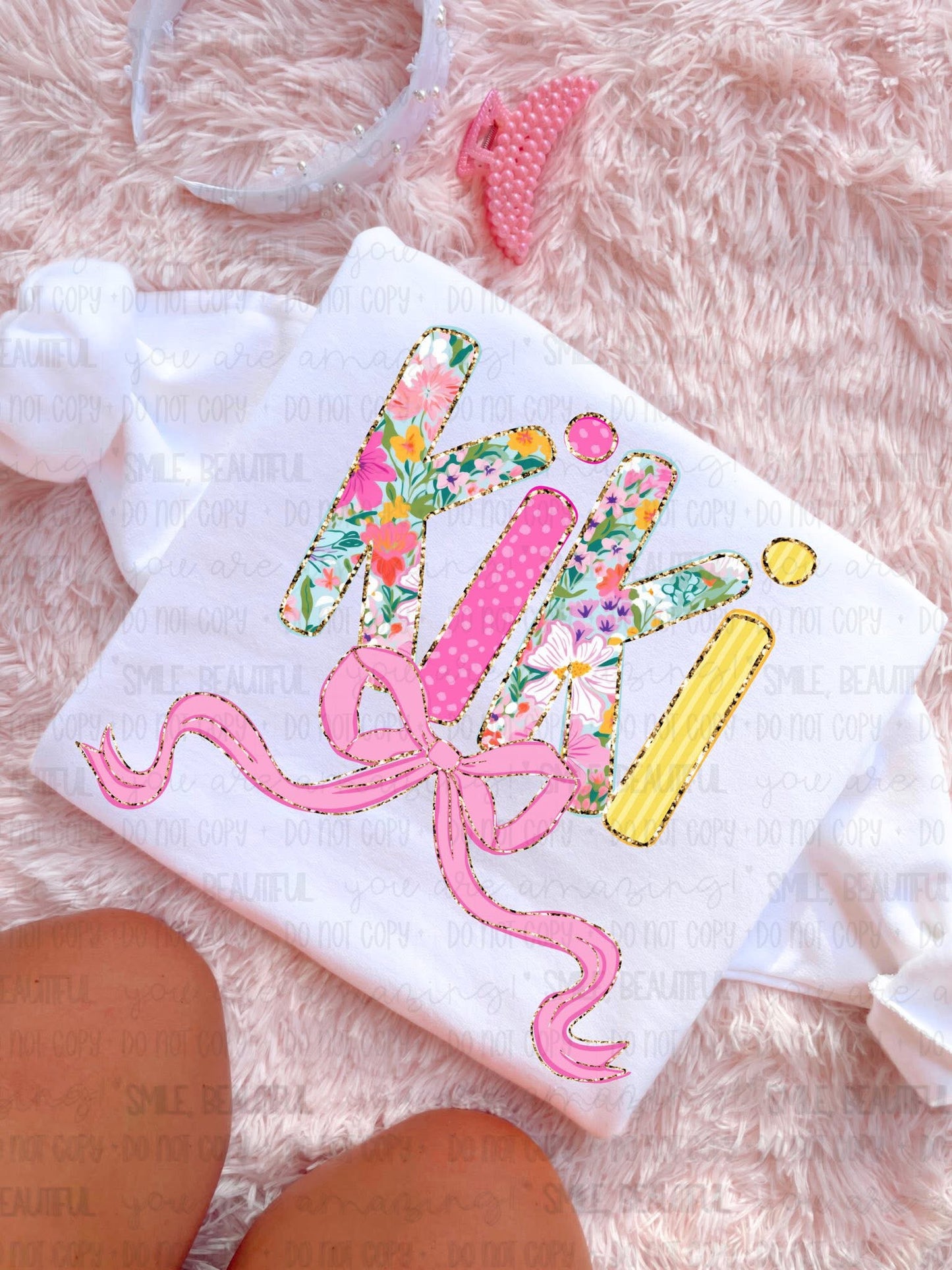 Kiki Floral bow coquette spring - DTF TRANSFER (CNC APR26)