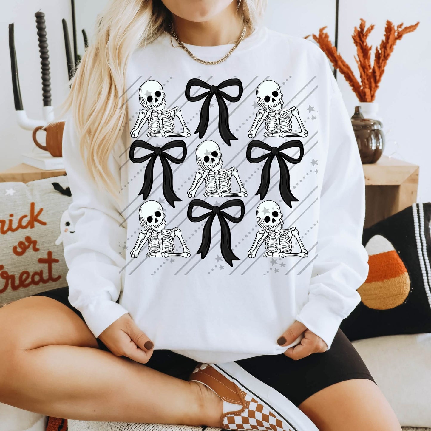 Skellie bows grid skeletons - DTF TRANSFER (CNC)