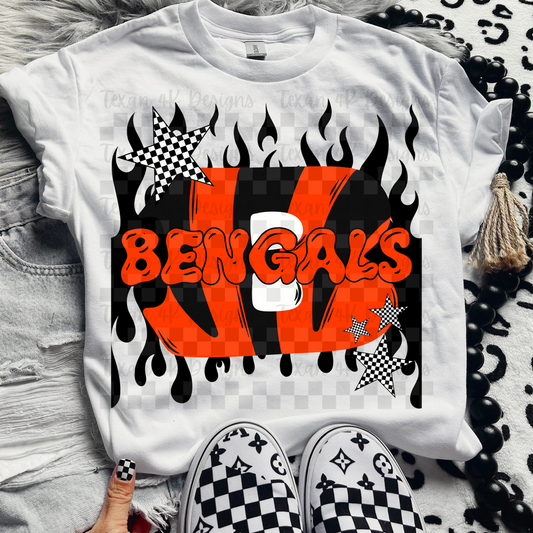 Bengals ; flame drip - DTF TRANSFER (T4KD)