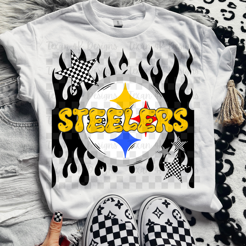 Steelers ; flame drip - DTF TRANSFER (T4KD)