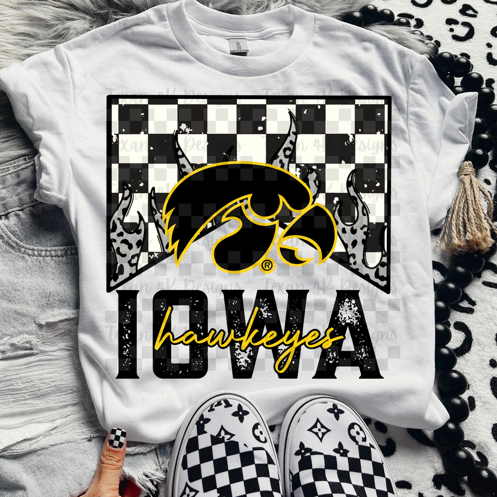 Iowa Hawkeyes checkered - DTF TRANSFER (T4KD)