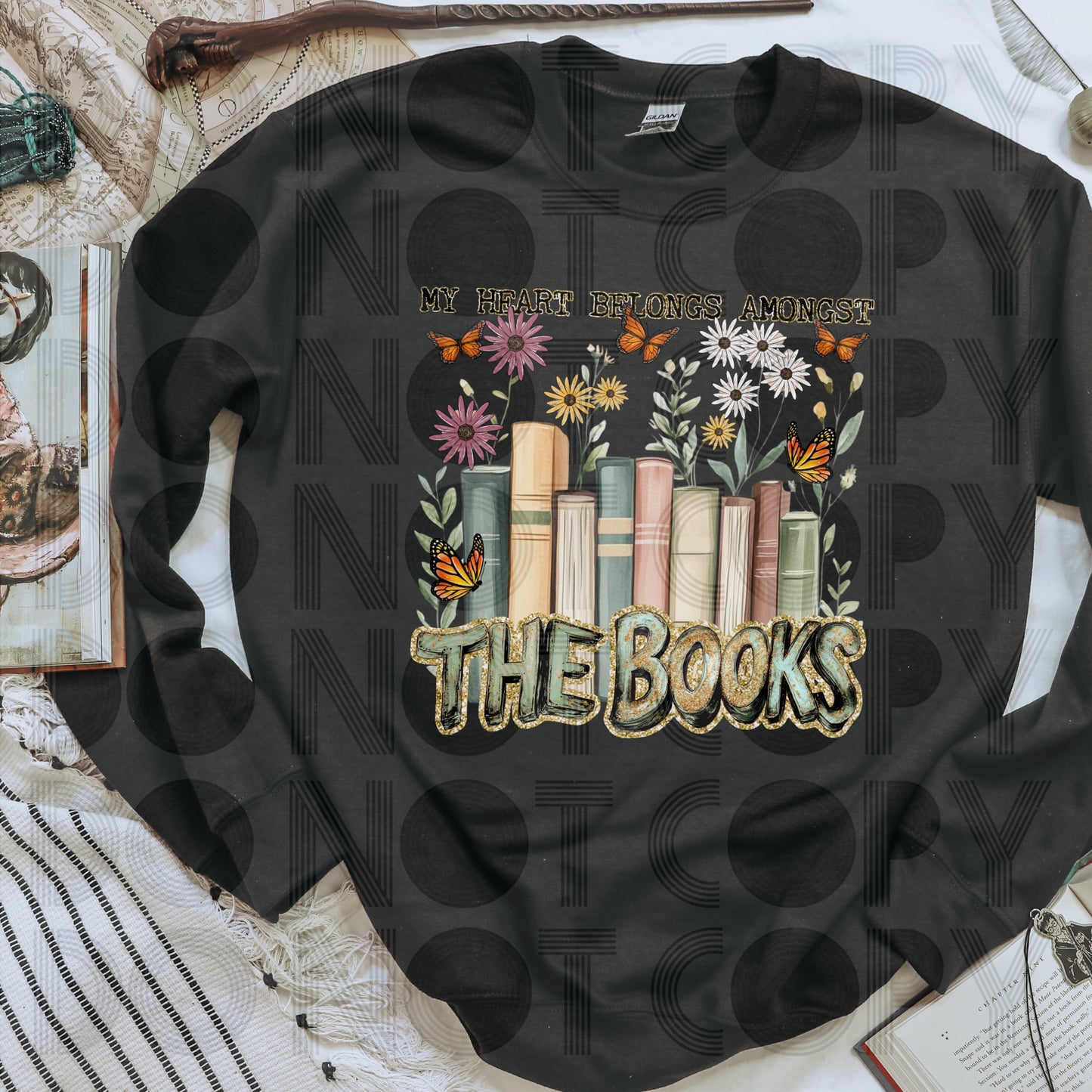My heart belongs amongst the books - DTF TRANSFER (Mini bookish Collab PHDC/RDC)