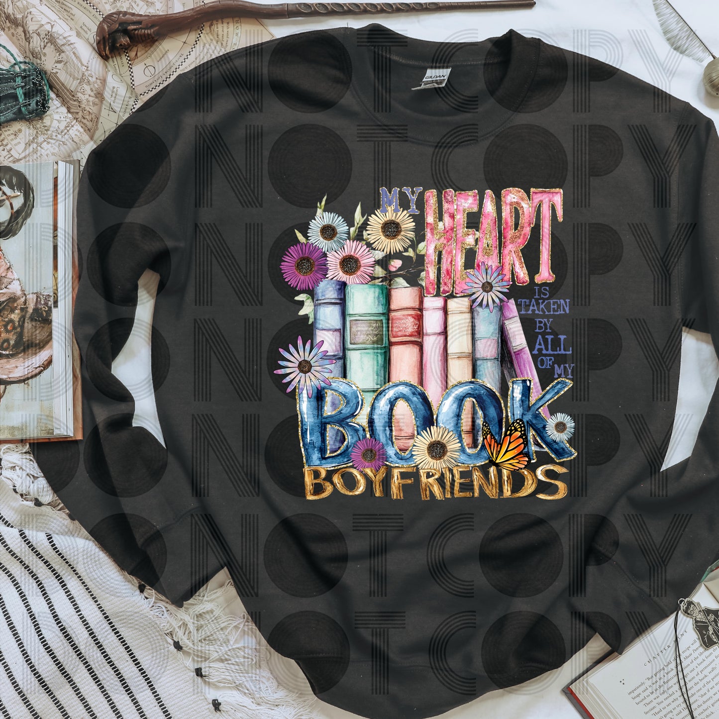 My heart is taken by book boyfriends - DTF TRANSFER (Mini bookish Collab PHDC/RDC)