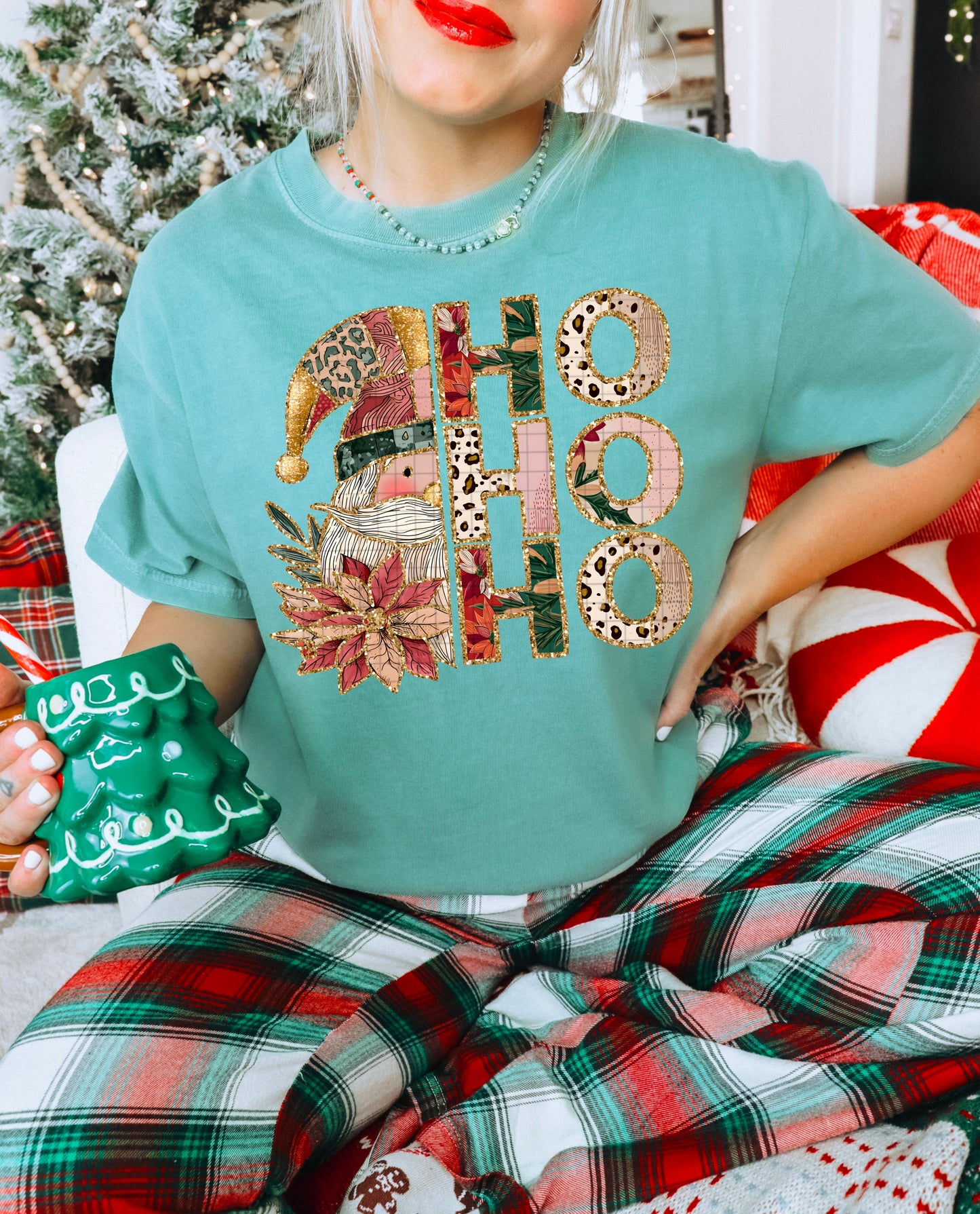 Ho ho ho patchwork Santa - (DTF TRANSFER) PHDC