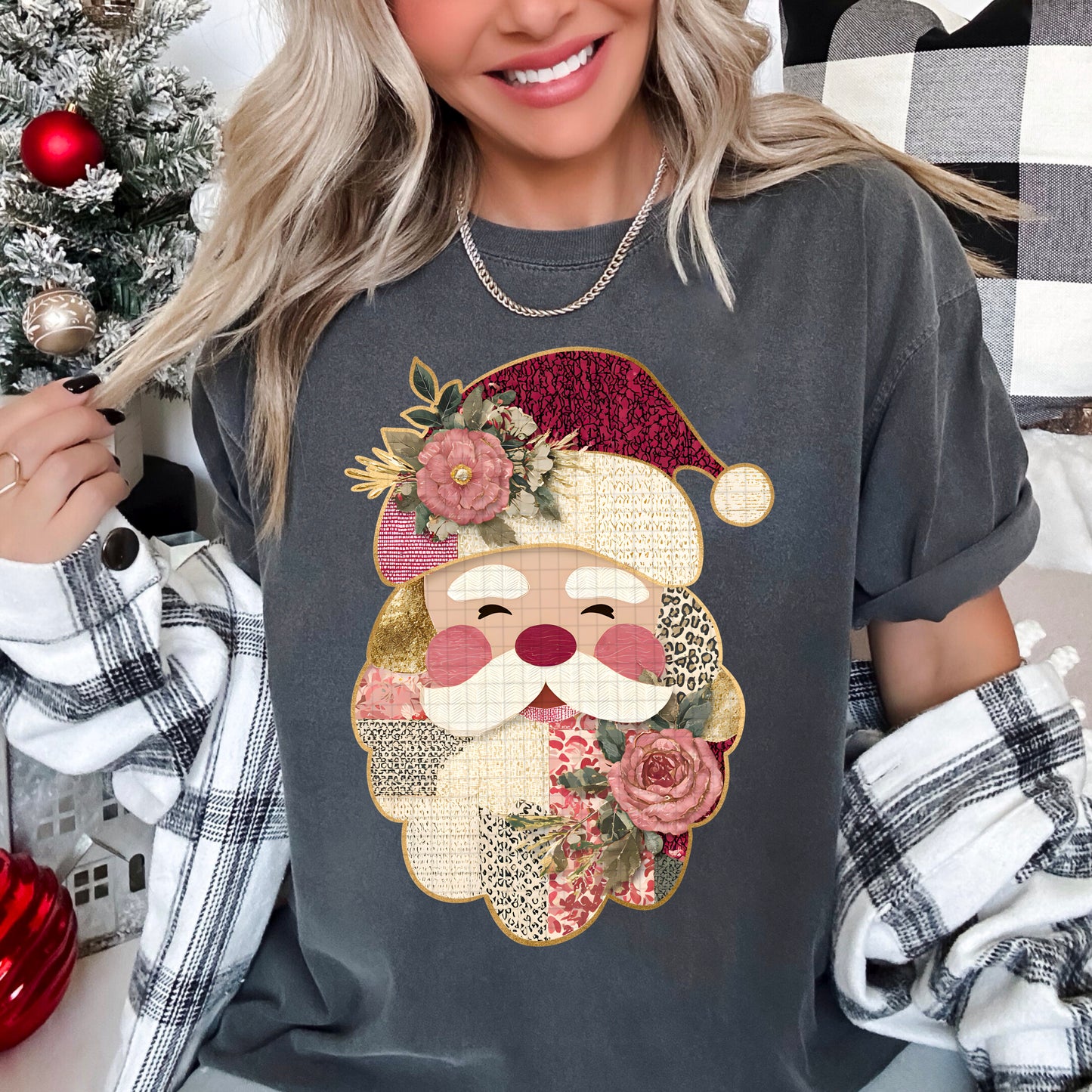 Patchwork Santa - (DTF TRANSFER) PHDC