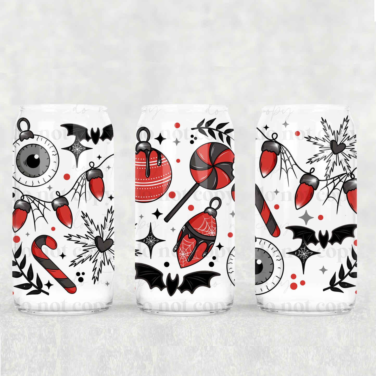 Creepy Christmas - UV dtf wrap 16oz libbey : CSC