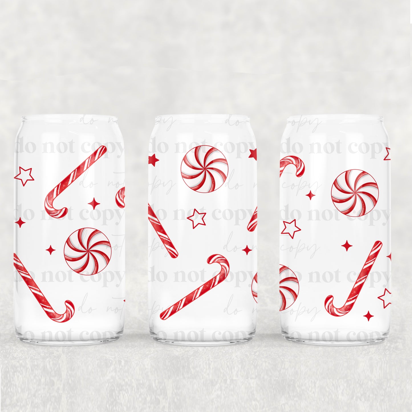 Peppermints & candy canes - UV dtf wrap 16oz libbey : CSC