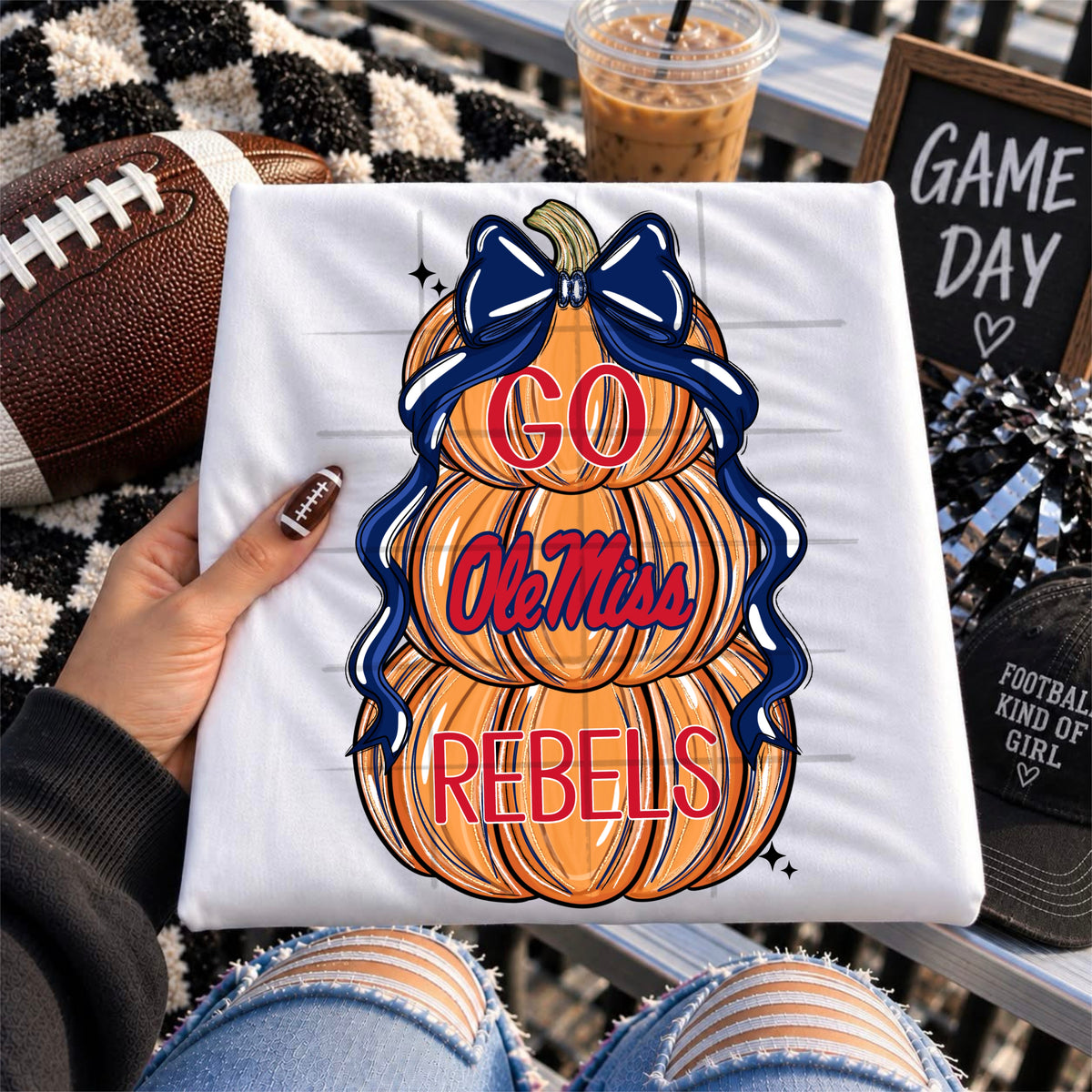 REBELS football pumpkins bow - DTF TRANSFER (TDC)