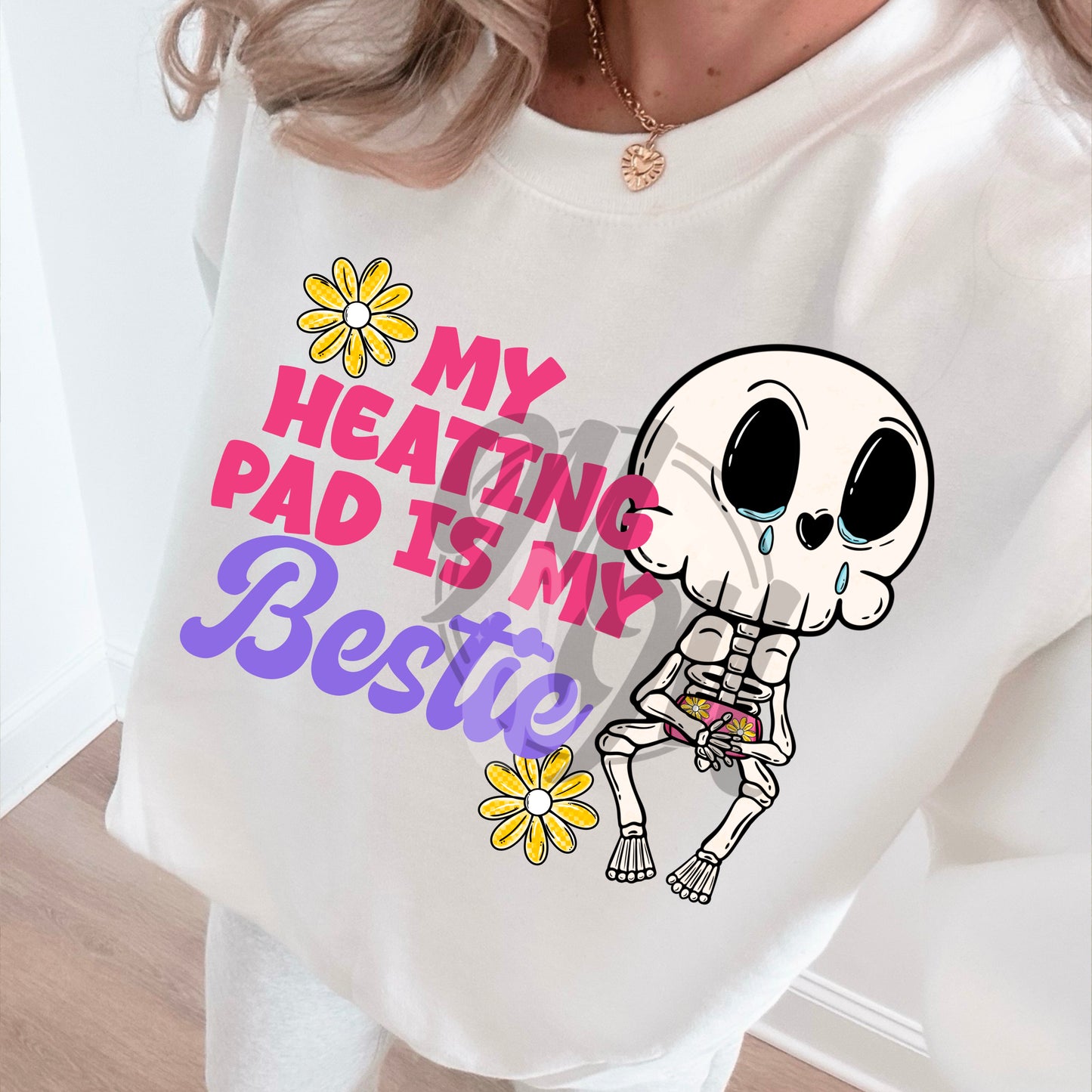 My heating pad is my bestie skellie - DTF TRANSFER (Invisible illness Collab)