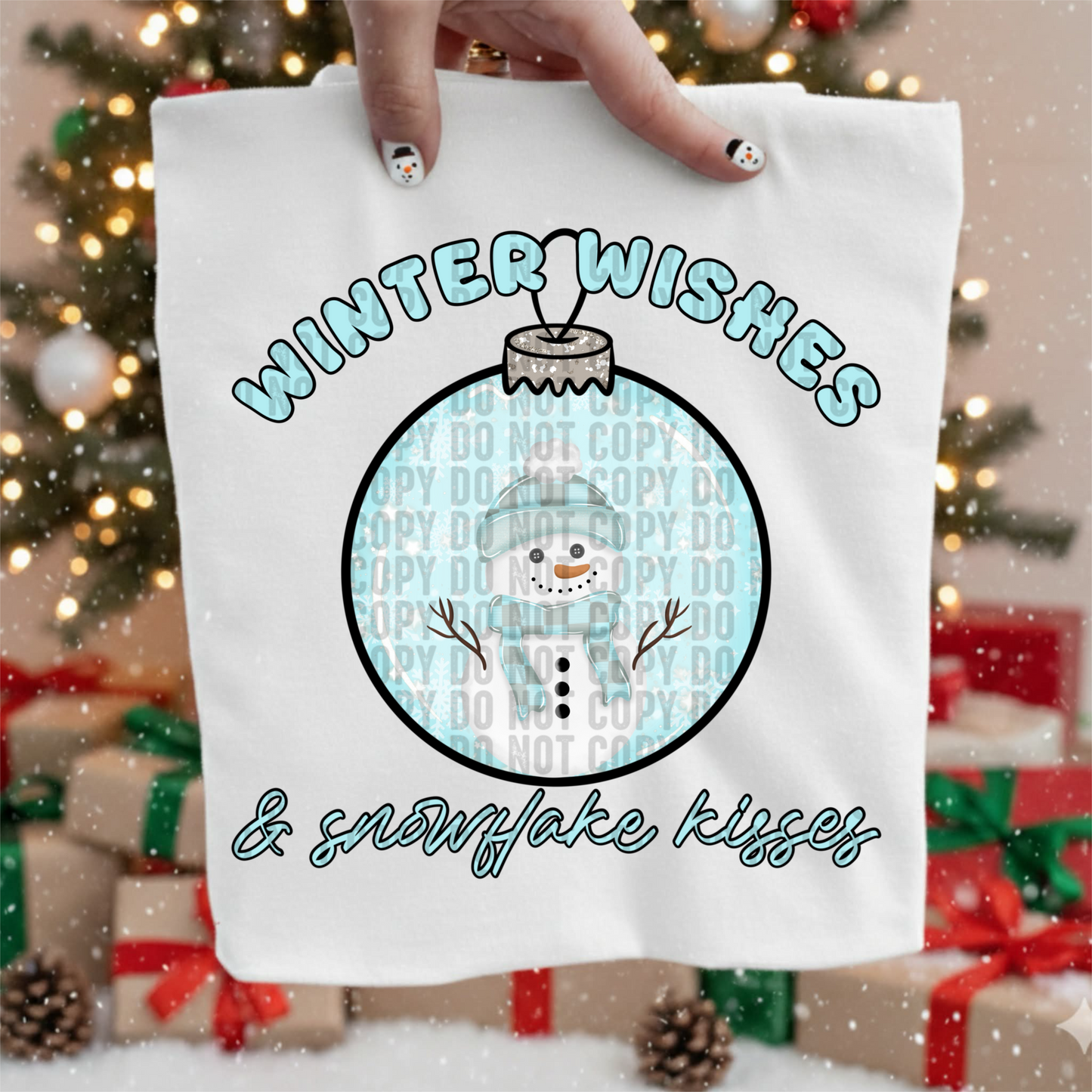 Winter wishes, snowflake kisses snowman - DTF TRANSFER (LCD)