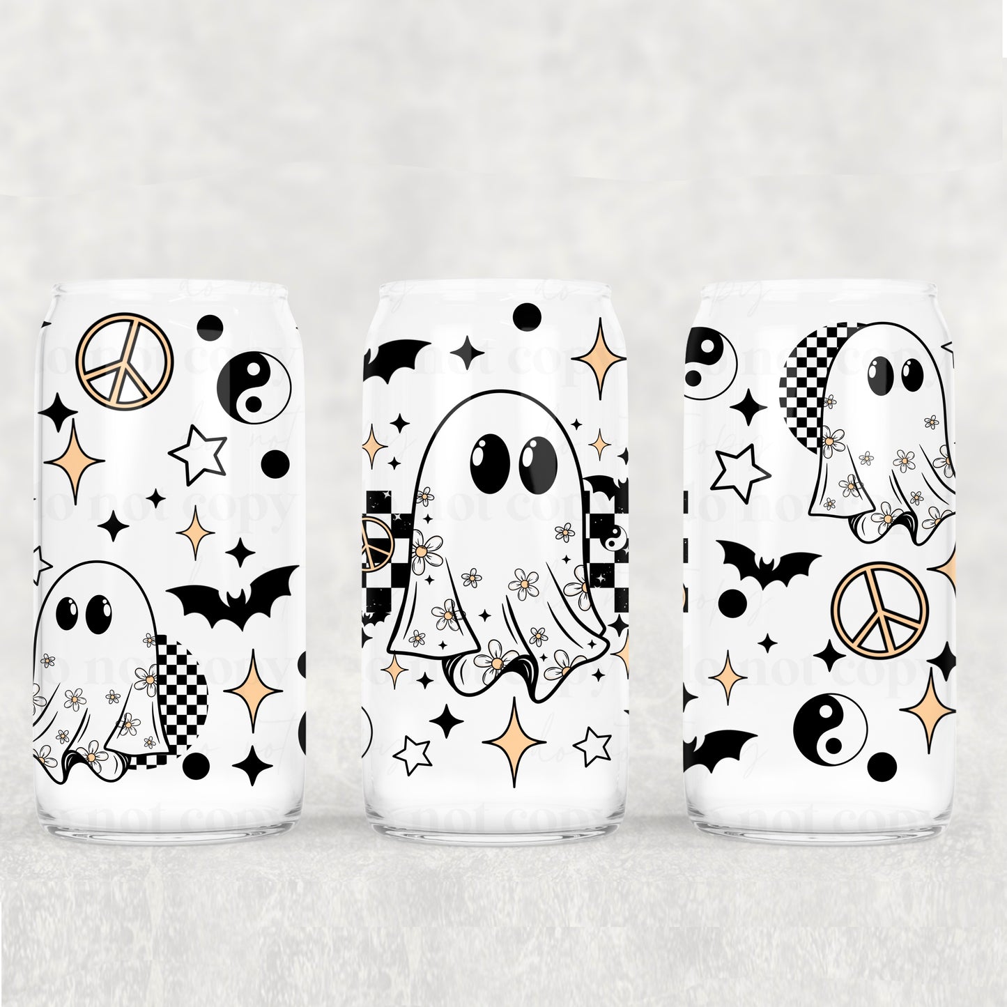 Retro ghosts - UV dtf wrap 16oz libbey : CSC