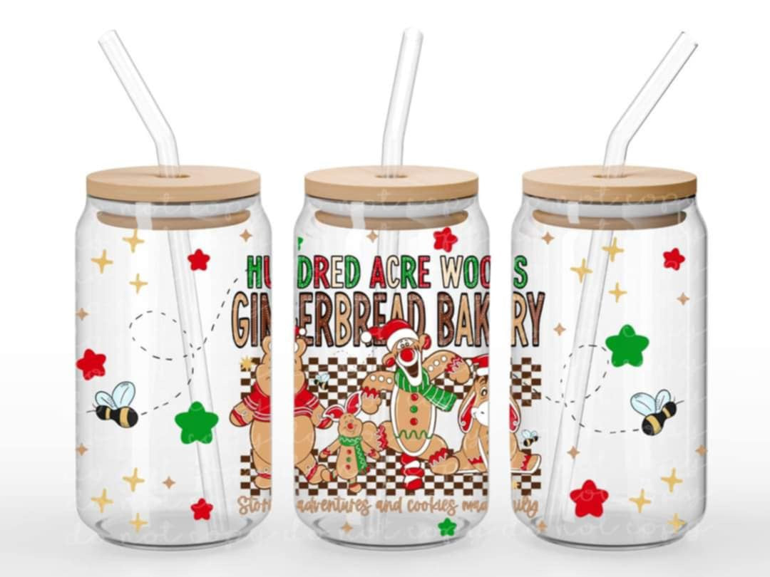 Honey bear gingerbread bakery- UV dtf wrap 16oz libbey : MMDD