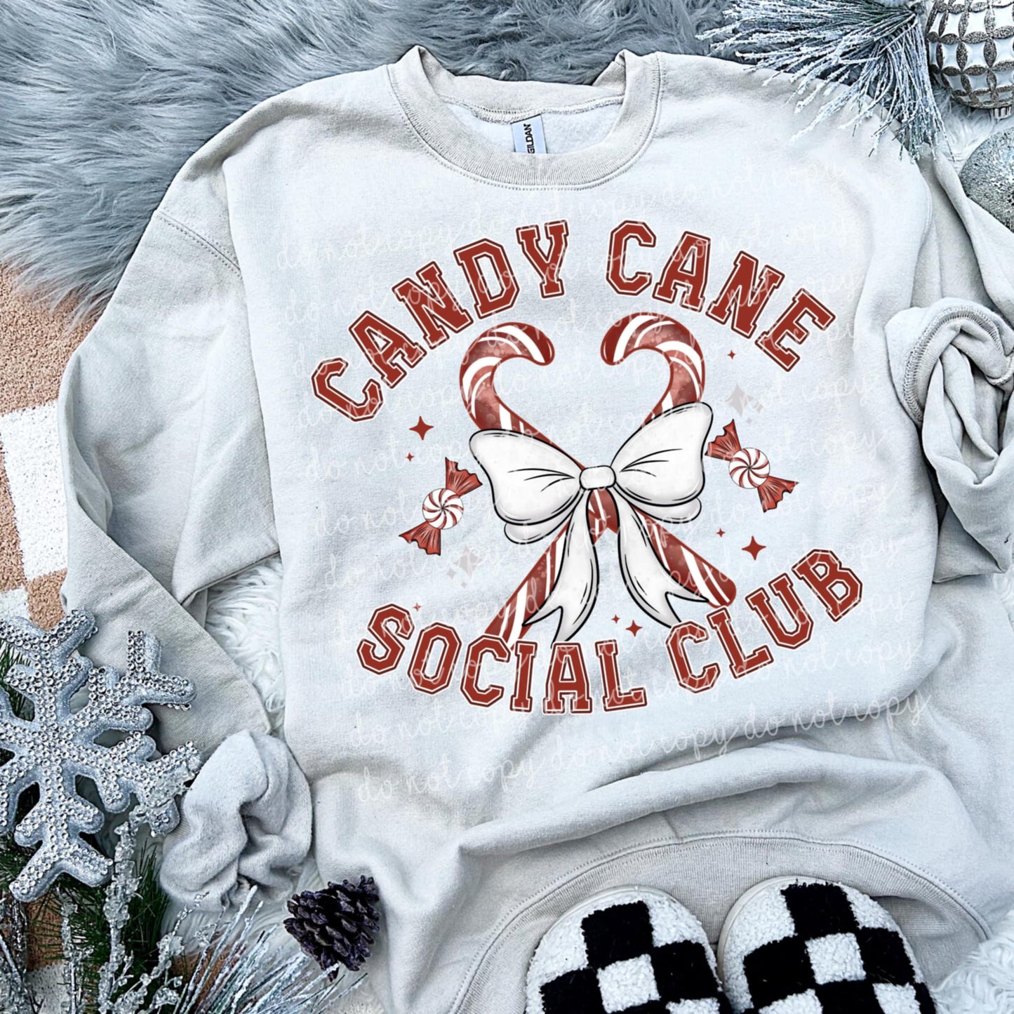 Candy cane social club w/ or w/o sleeves - DTF TRANSFER - (MMDD)