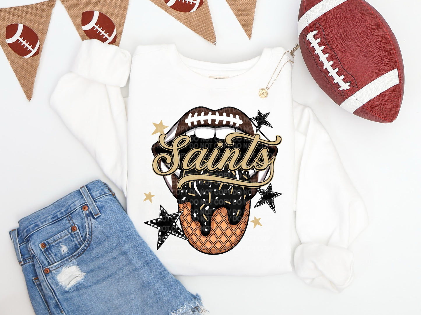 Saints Ice Cream Drip Tongue - DTF TRANSFER (SCG AUG25)