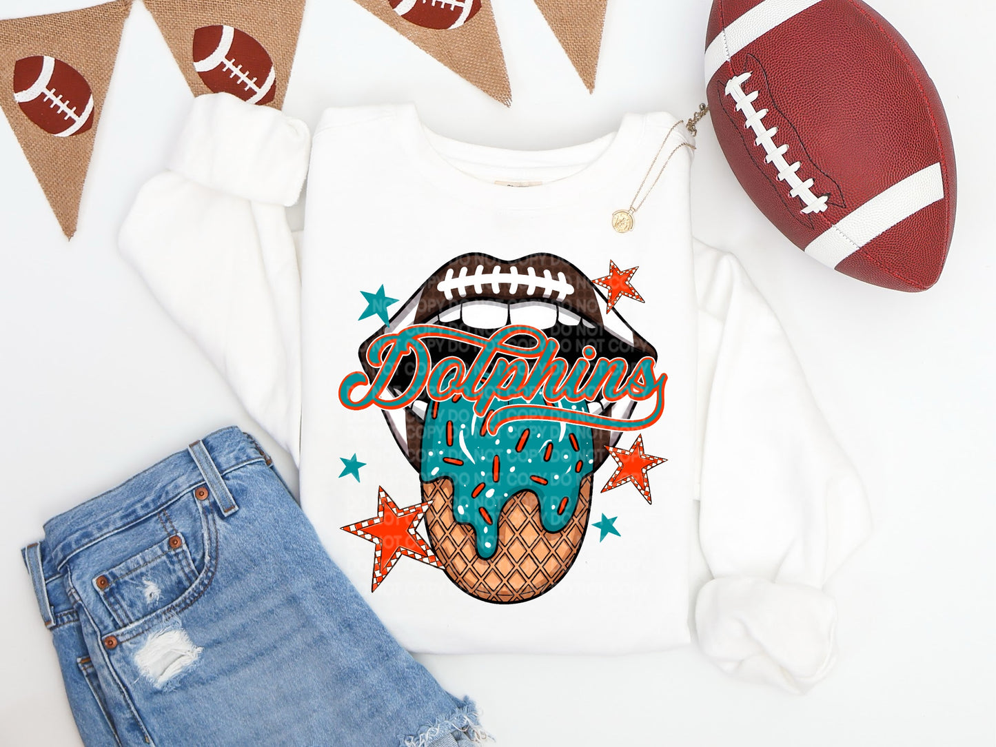 Dolphins Ice Cream Drip Tongue - DTF TRANSFER (SCG AUG25)