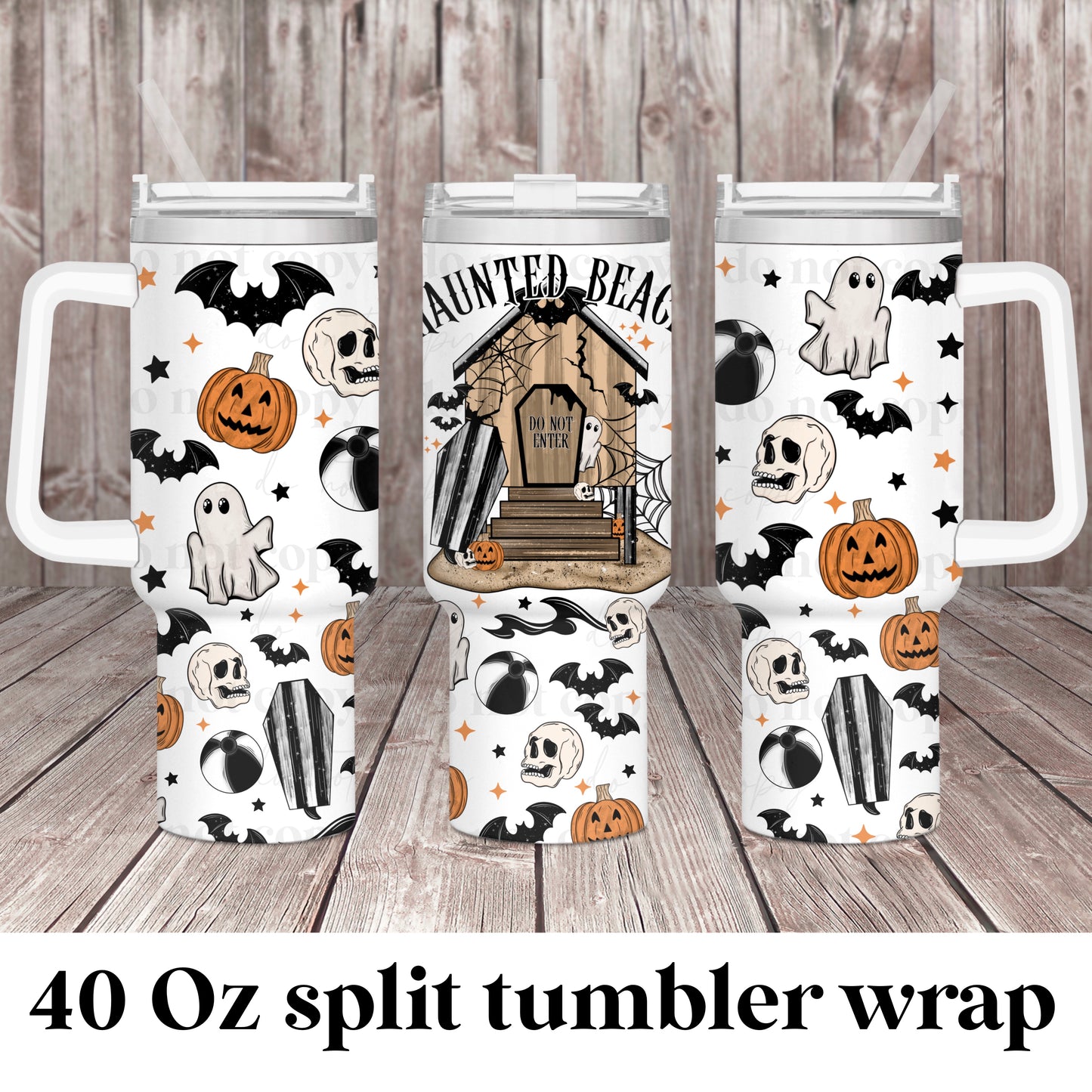 Haunted Beach; UV DTF 40OZ TUMBLER Wraps (top & bottom) (CSC Ap24)