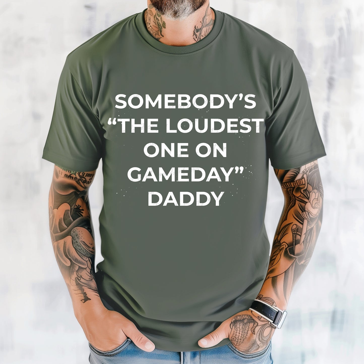 Loudest one on Gameday Daddy (white)-DTF TRANSFER (VDS/F25)