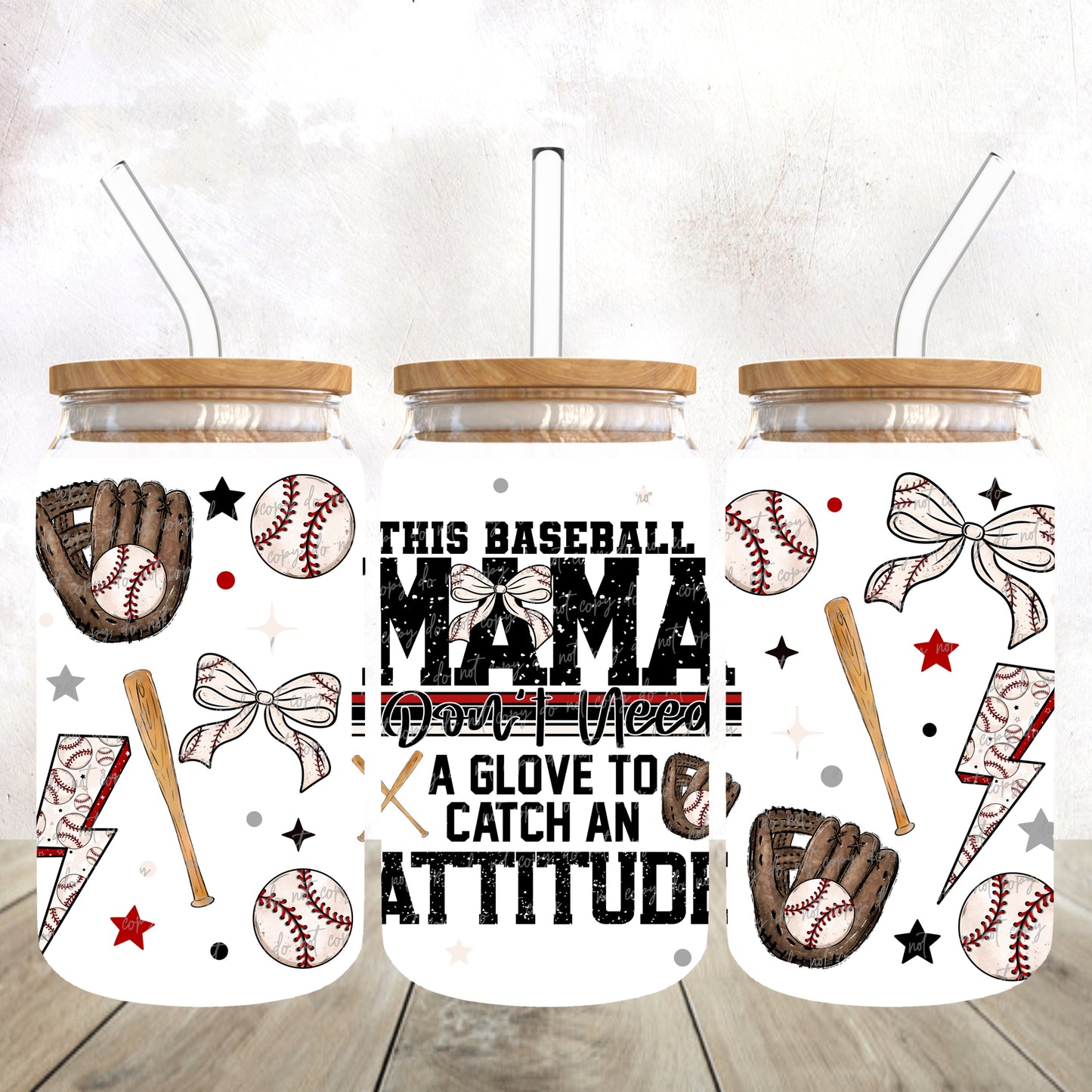 Baseball Mama-dtf wrap 16oz libbey (VDS F24)
