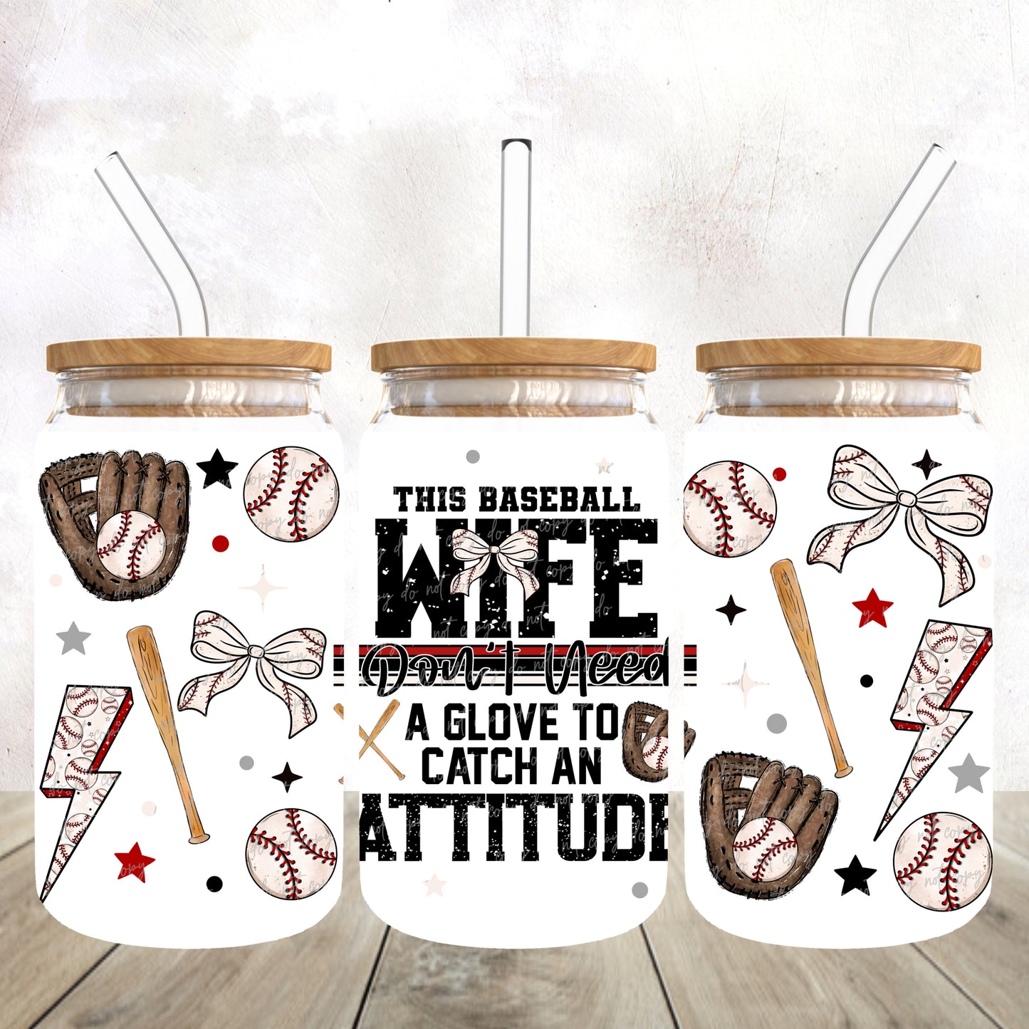 Baseball Wife-dtf wrap 16oz libbey (VDS F24)