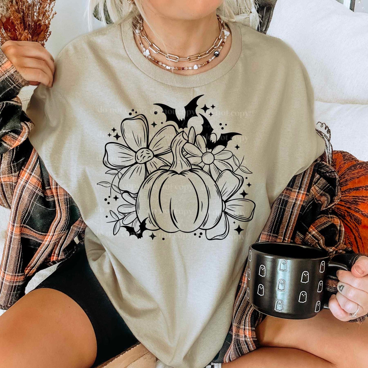 Spooky Pumpkin Floral - DTF TRANSFER (CSC.)
