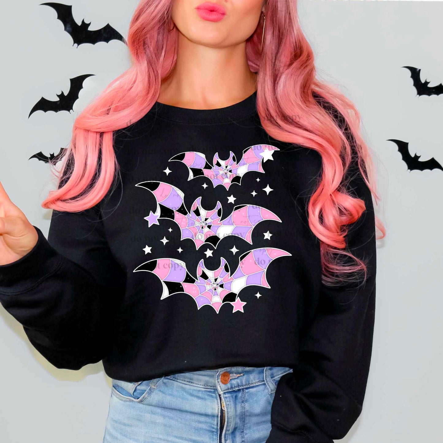 Pink web bats white -DTF TRANSFER (CSC)