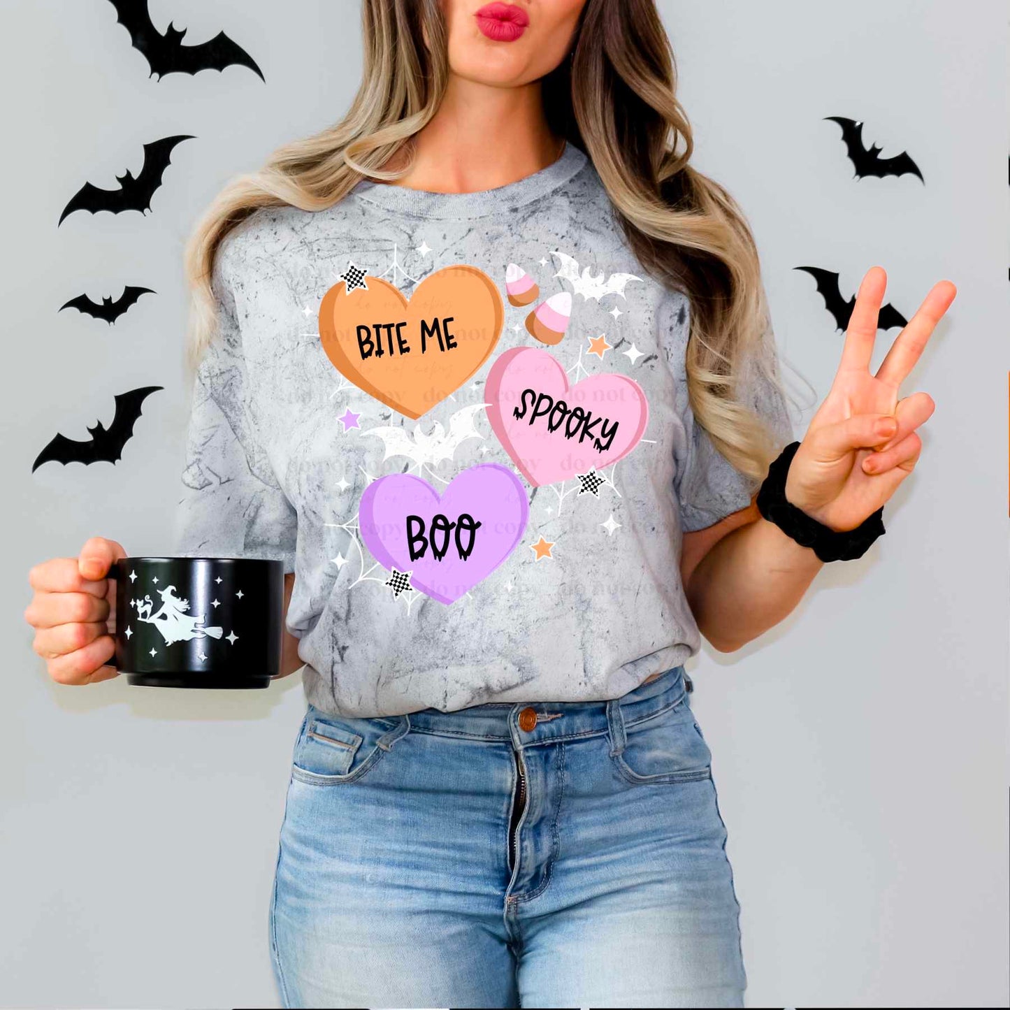 Spooky hearts white -DTF TRANSFER (CSC)