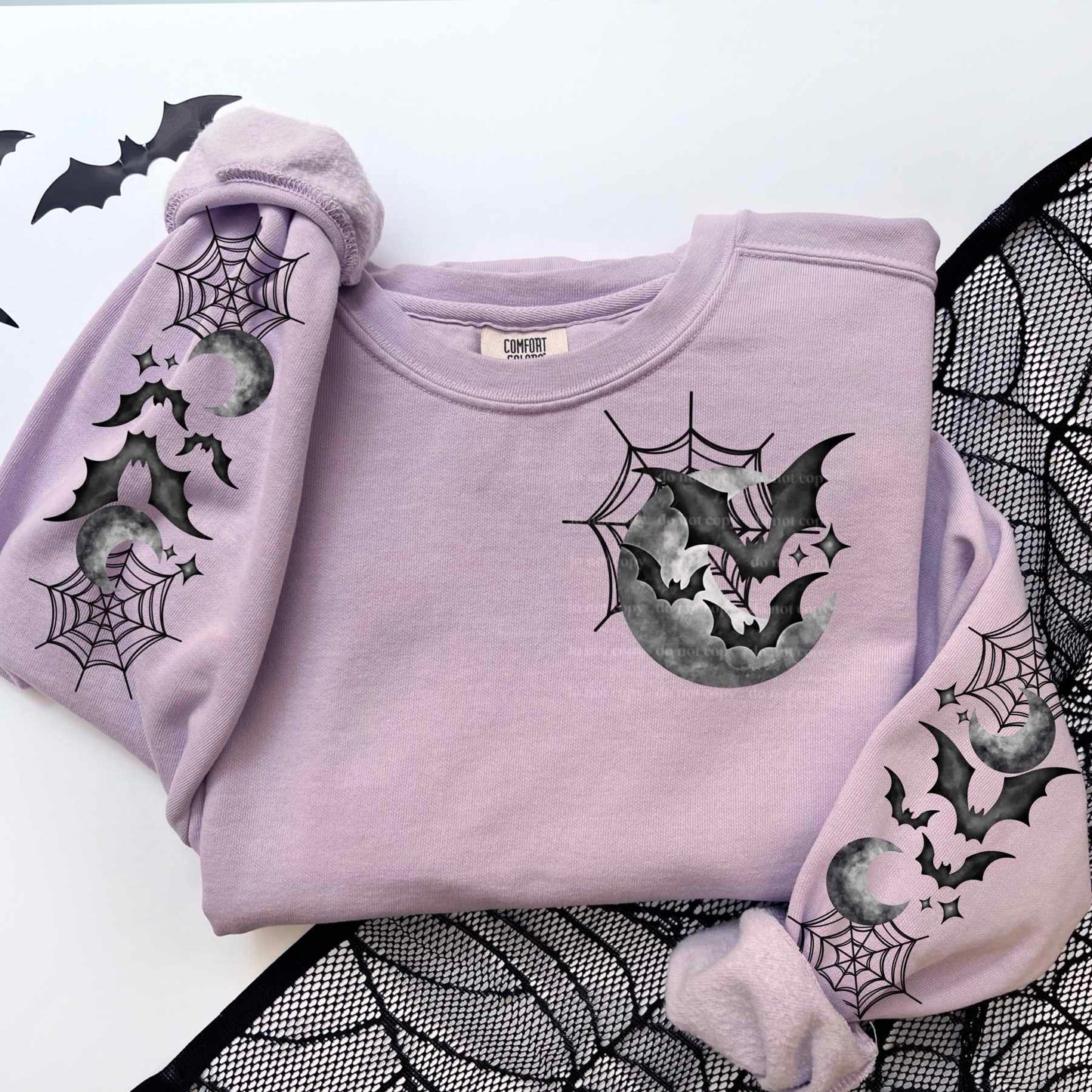 Moon & bats w/ or w/o sleeves - DTF TRANSFER - (CSC)