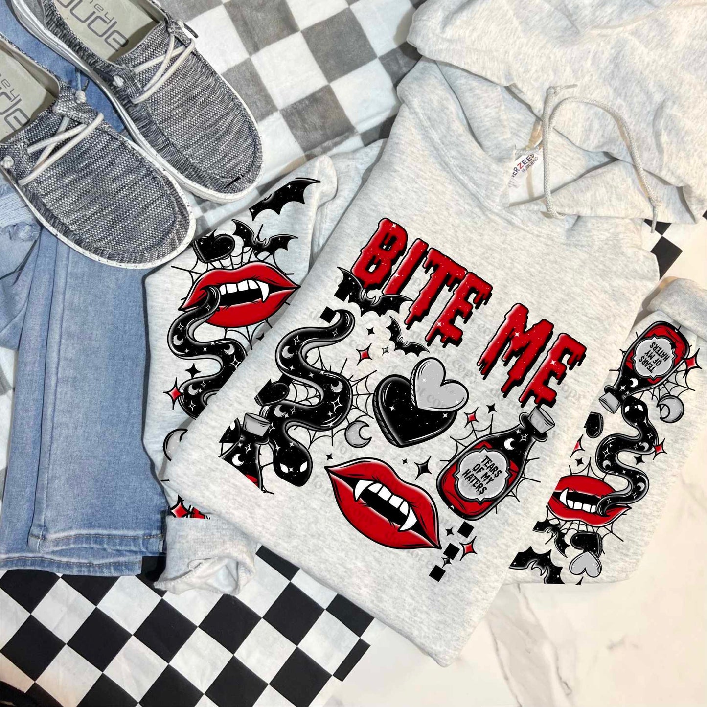 Bite me black w/ or w/o sleeves - DTF TRANSFER - (CSC)