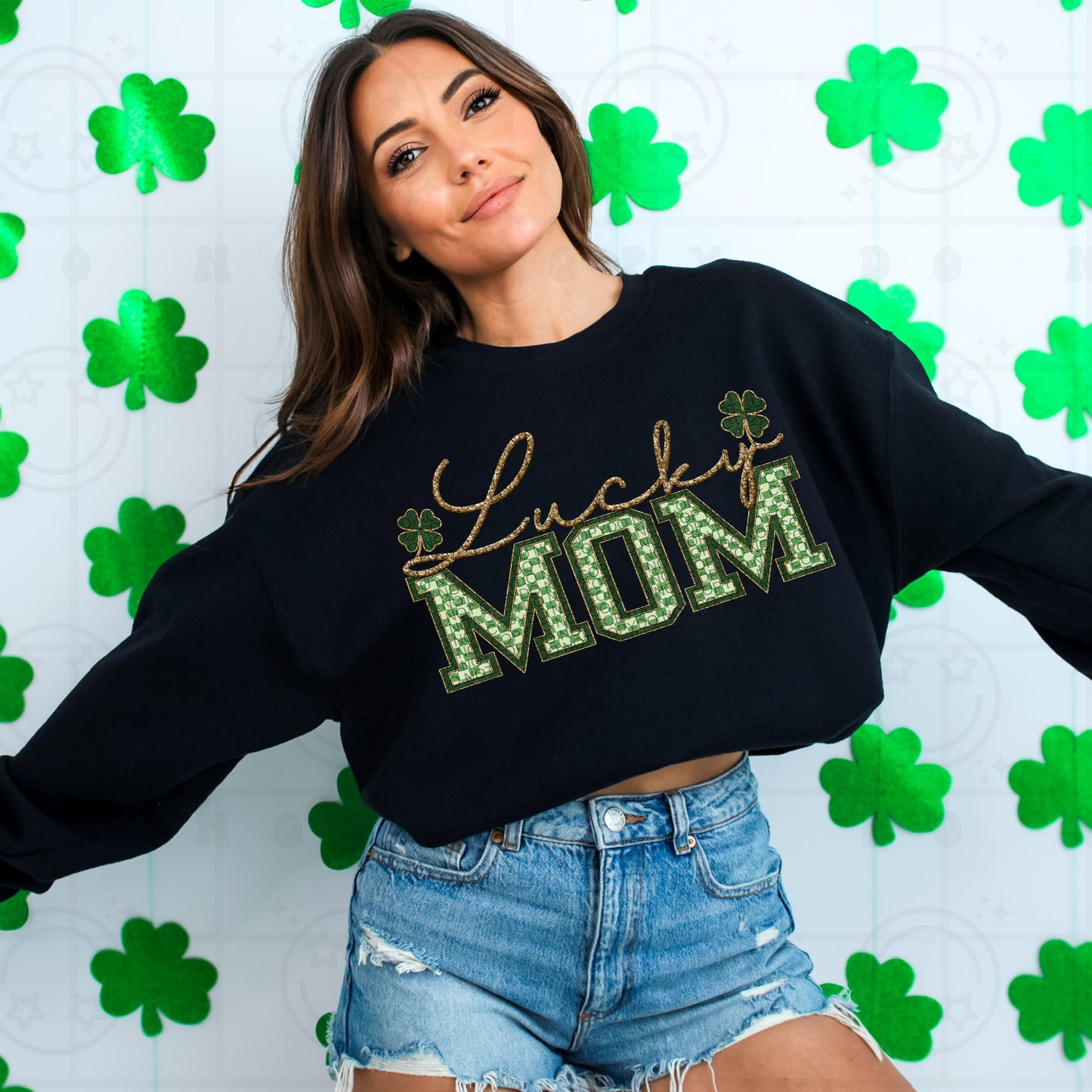 Lucky Mom Faux Embroidery-DTF TRANSFER (HWD/J25)