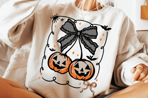 Pumpkin cherries coquette bow - DTF TRANSFER (CFD)