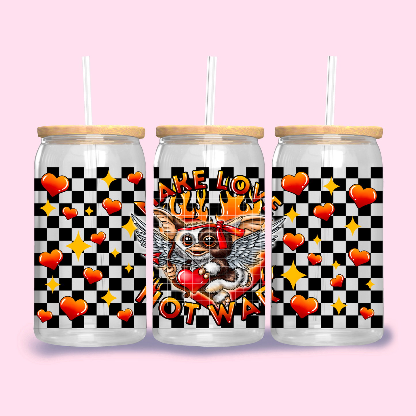 Make love not war Gremlin - UV dtf wrap 16oz libbey : GD