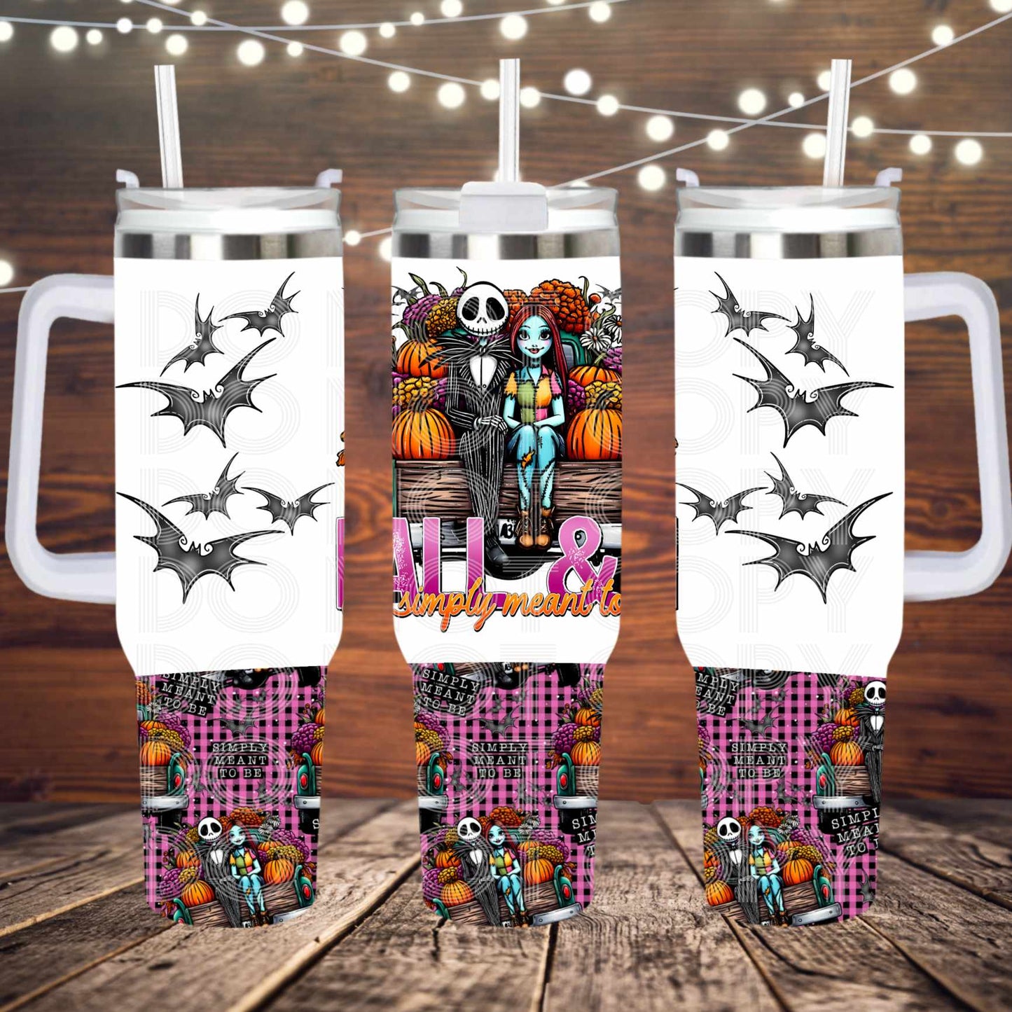 Fall & I Simply Meant To Be ; UV DTF 40OZ TUMBLER Wraps (top & bottom) (TED)