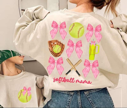 Coquette Softball Mama - DTF TRANSFER