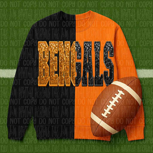 Bengals 2 ; sequin split - DTF TRANSFER (JMD)