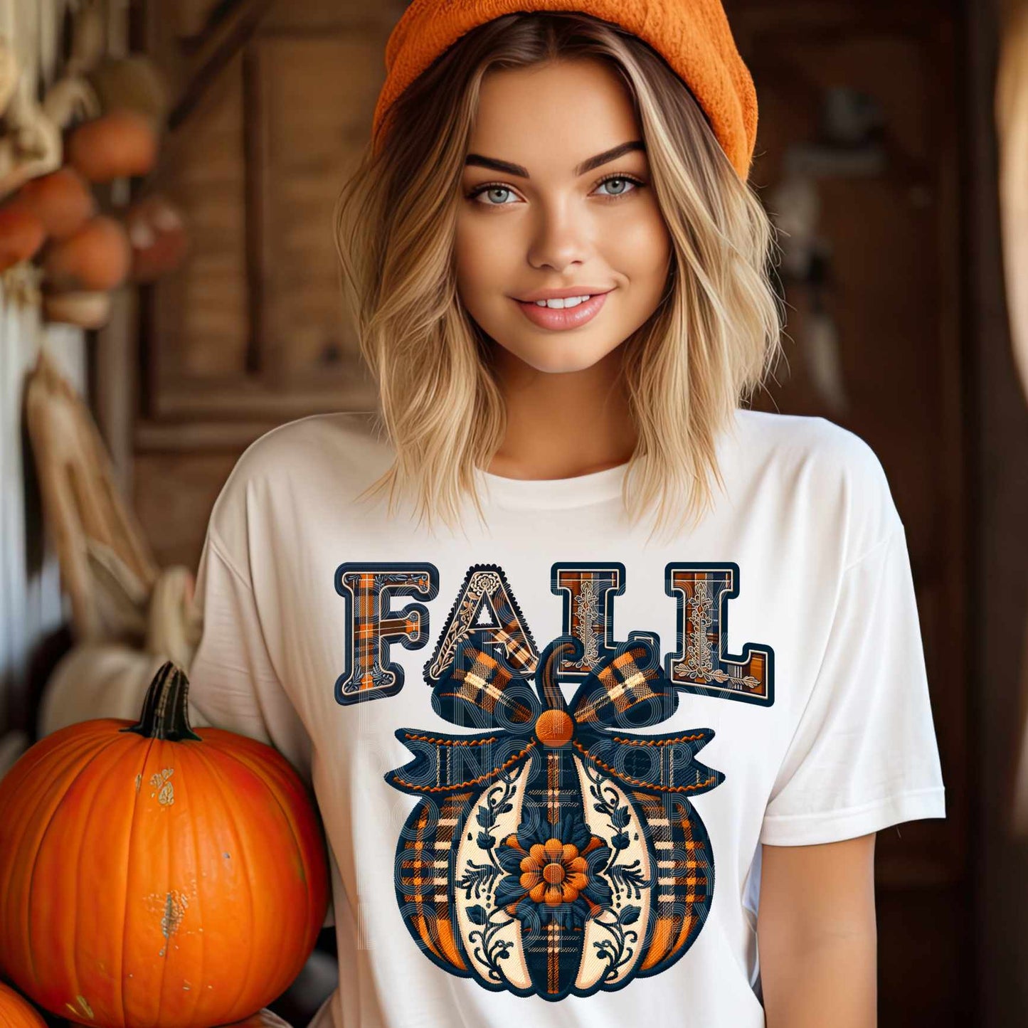 Fall plaid patchwork pumpkin - DTF TRANSFER (TED)