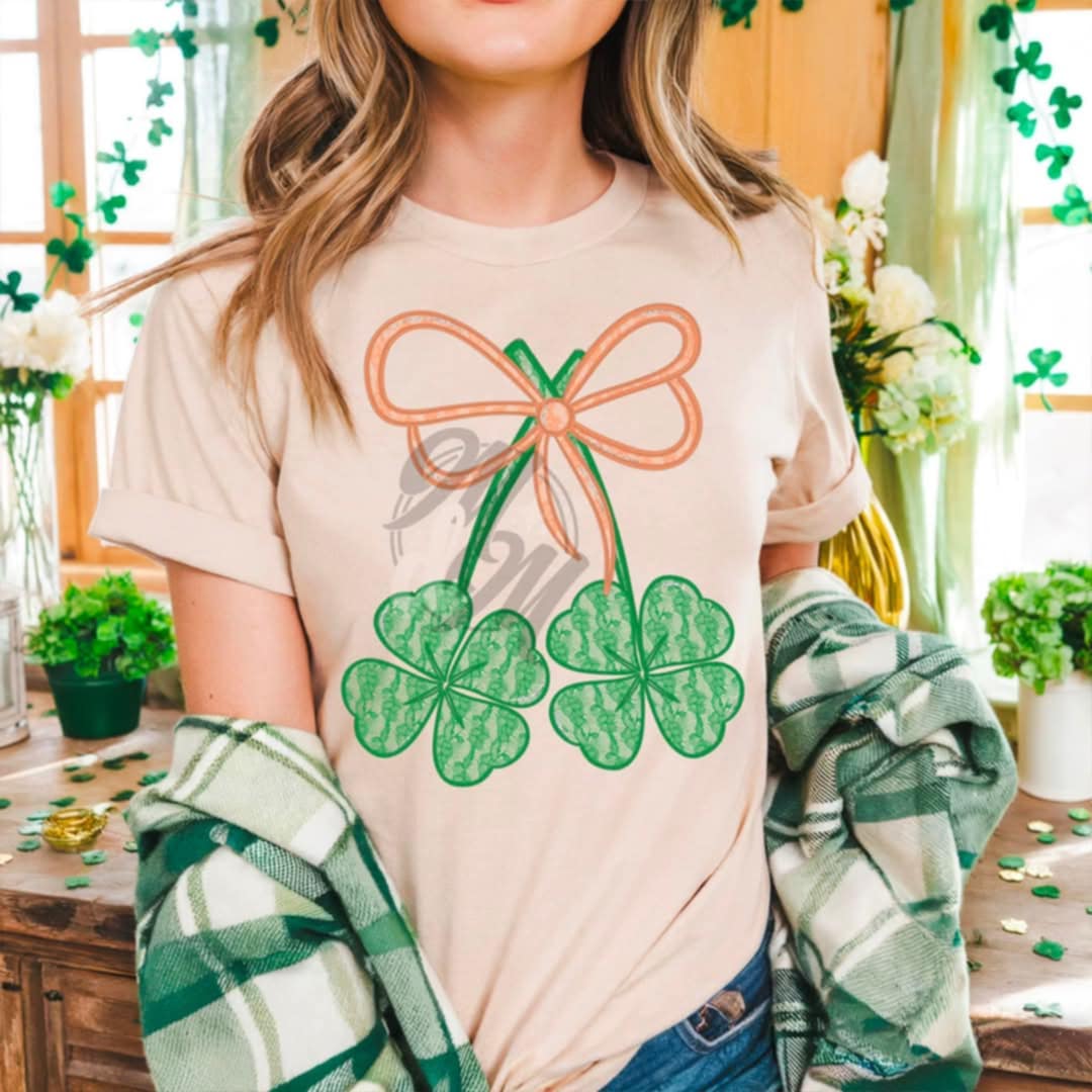 Lace shamrocks with orange bow-DTF TRANSFER (MMD/F25)