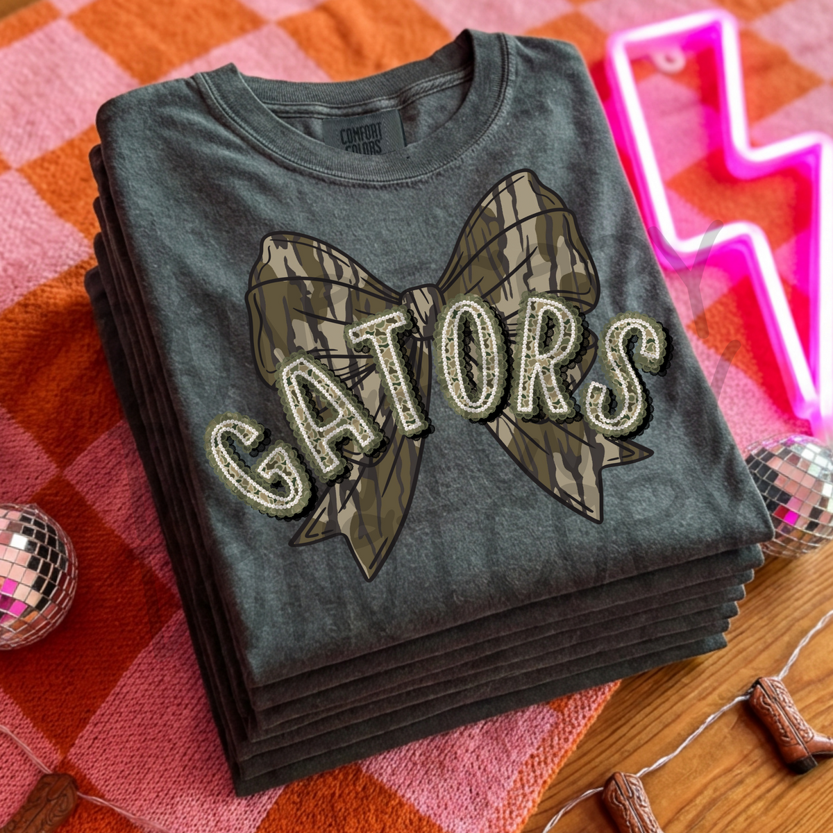 GATORS camo pearl lace bow - DTF TRANSFER (PVC)