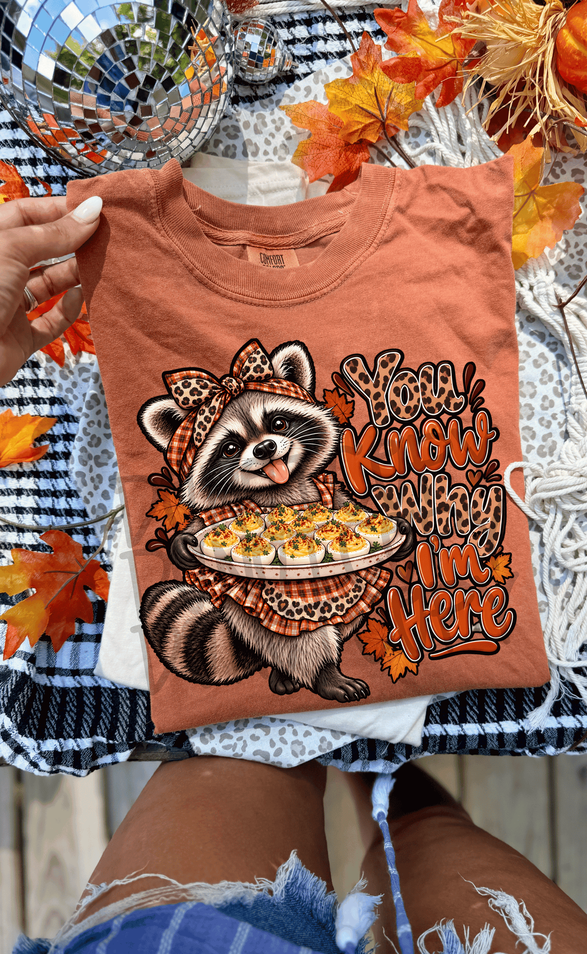 You know why I'm here raccoon deviled eggs - DTF TRANSFER (PVC)