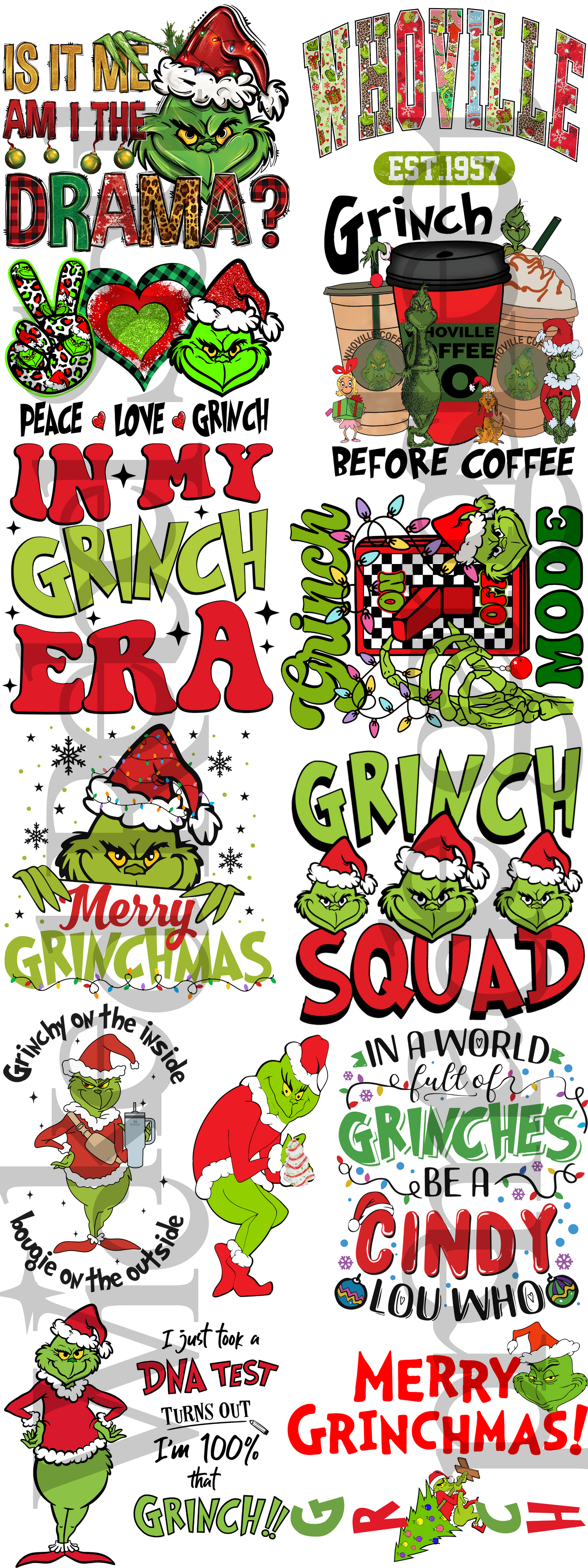 Green Grouch ; premade gang sheet