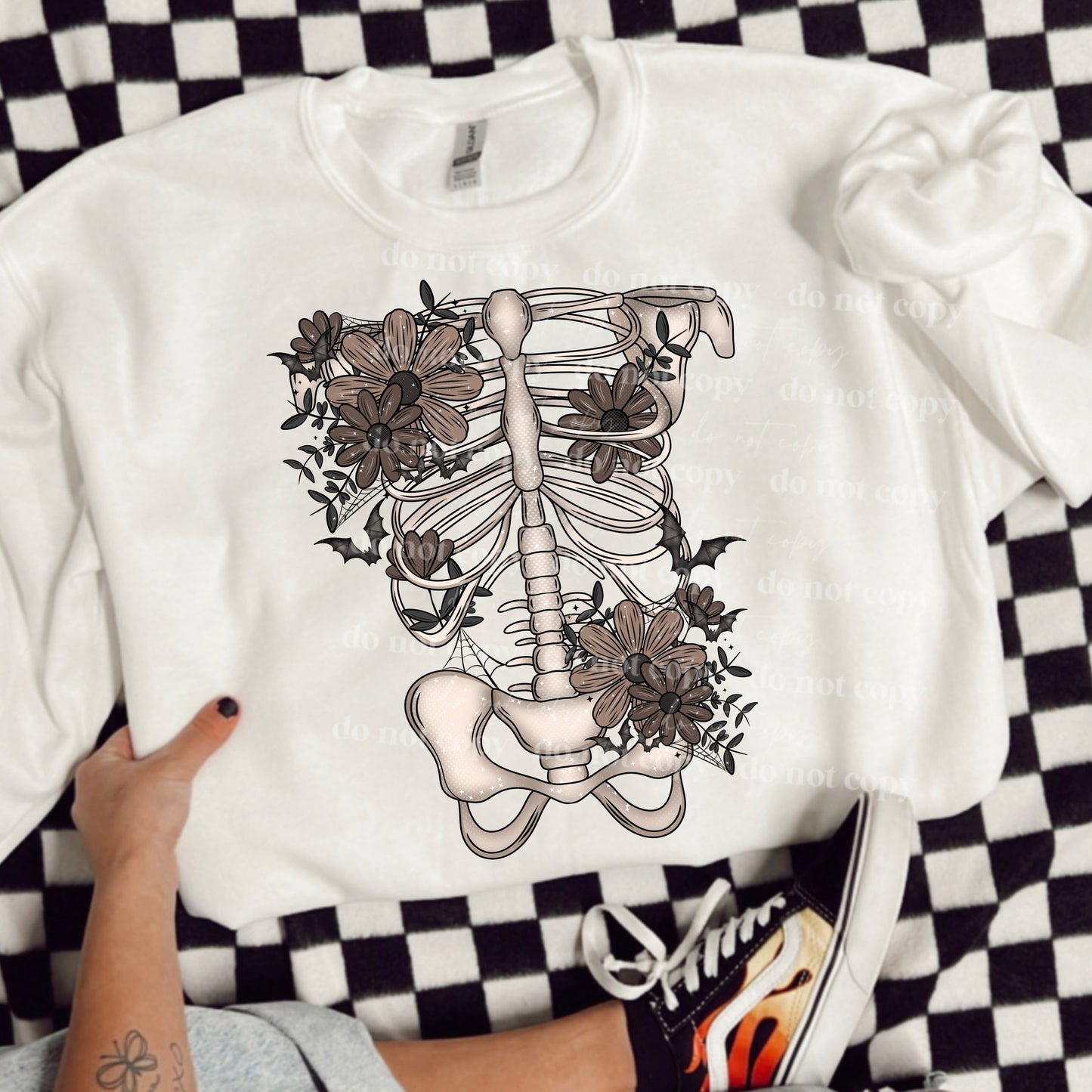 Floral skeleton ribcage - DTF TRANSFER
