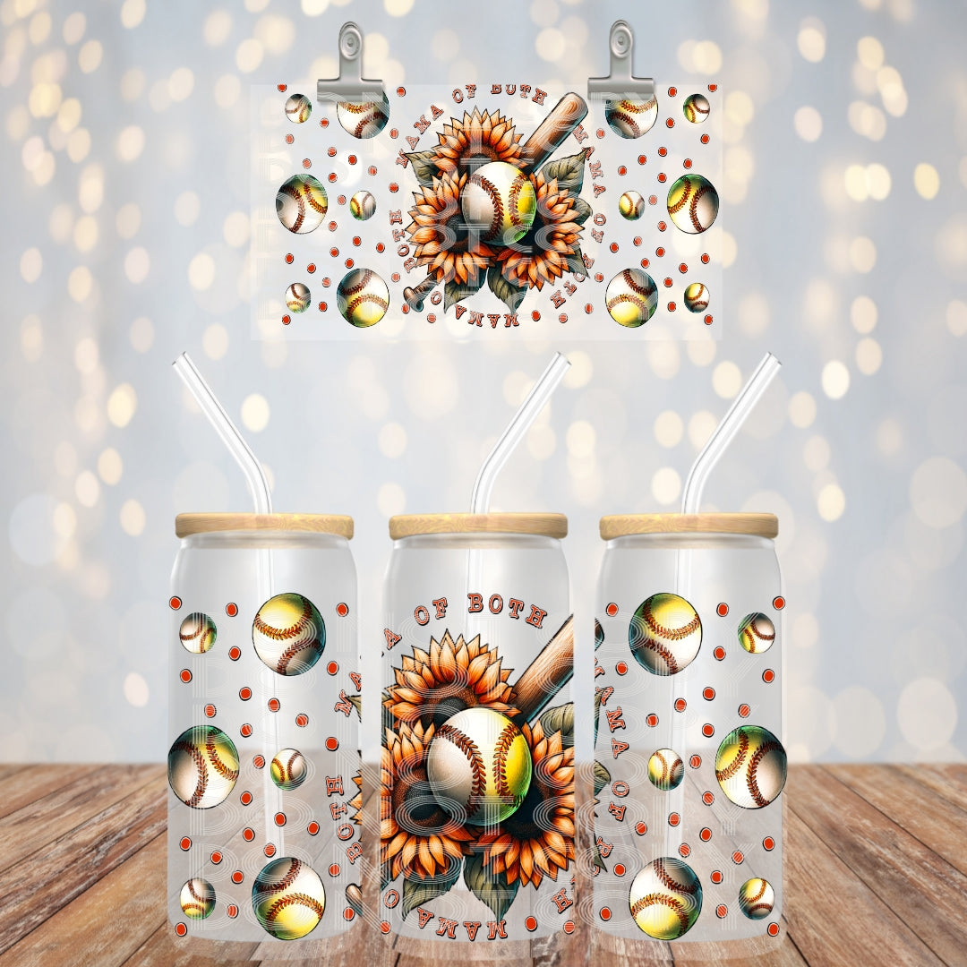 Mama Of Both Sunflowers - UV dtf wrap 16oz libbey : TED