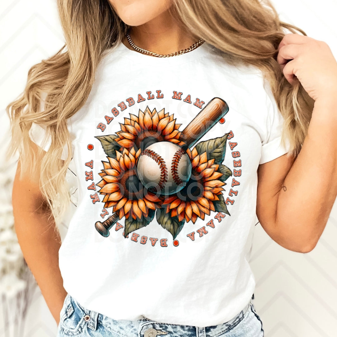 Baseball Mama Sunflower - DTF TRANSFER (TED)