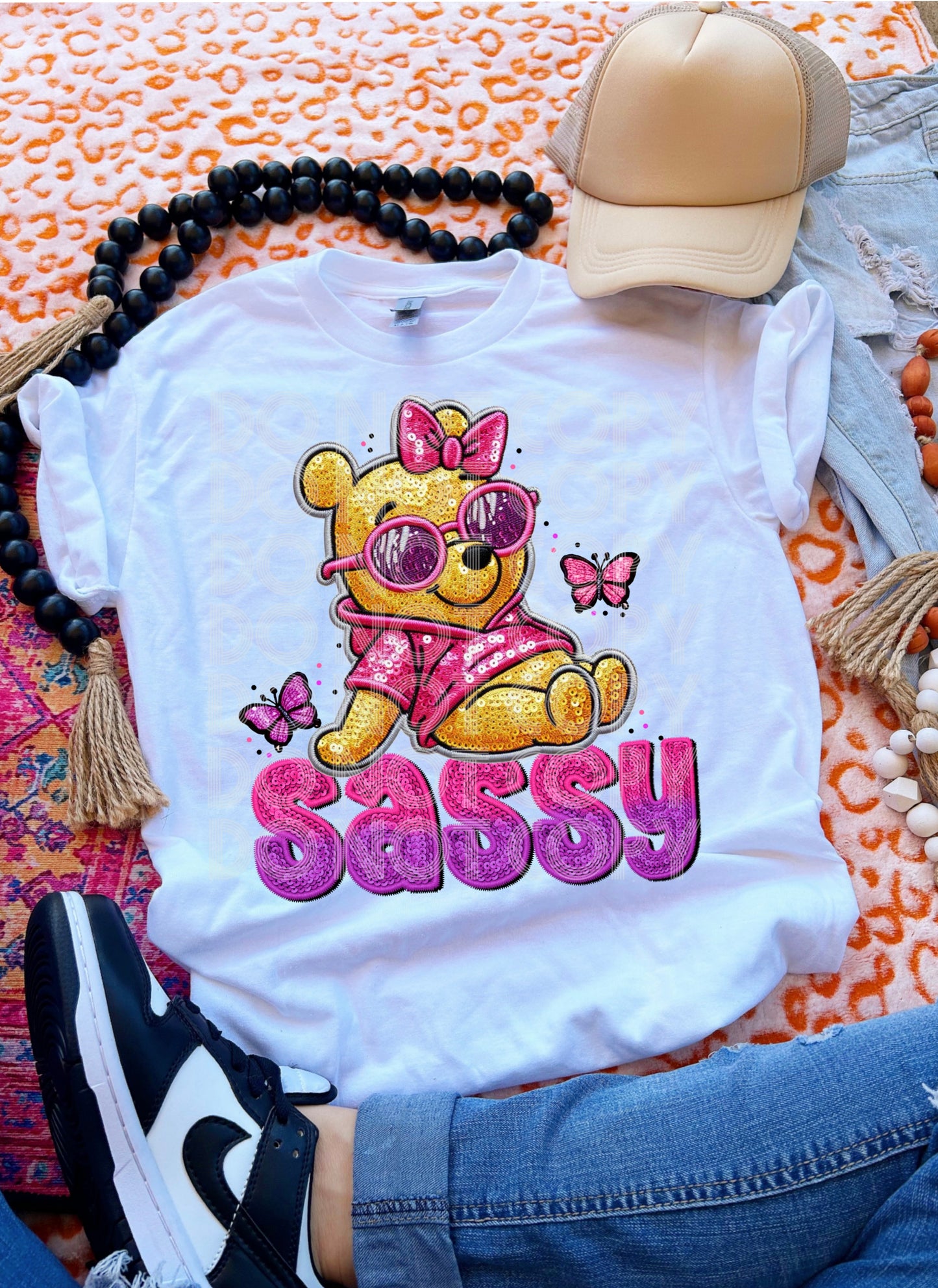 Sassy Honeybear faux sequin - DTF TRANSFER (SSDD)