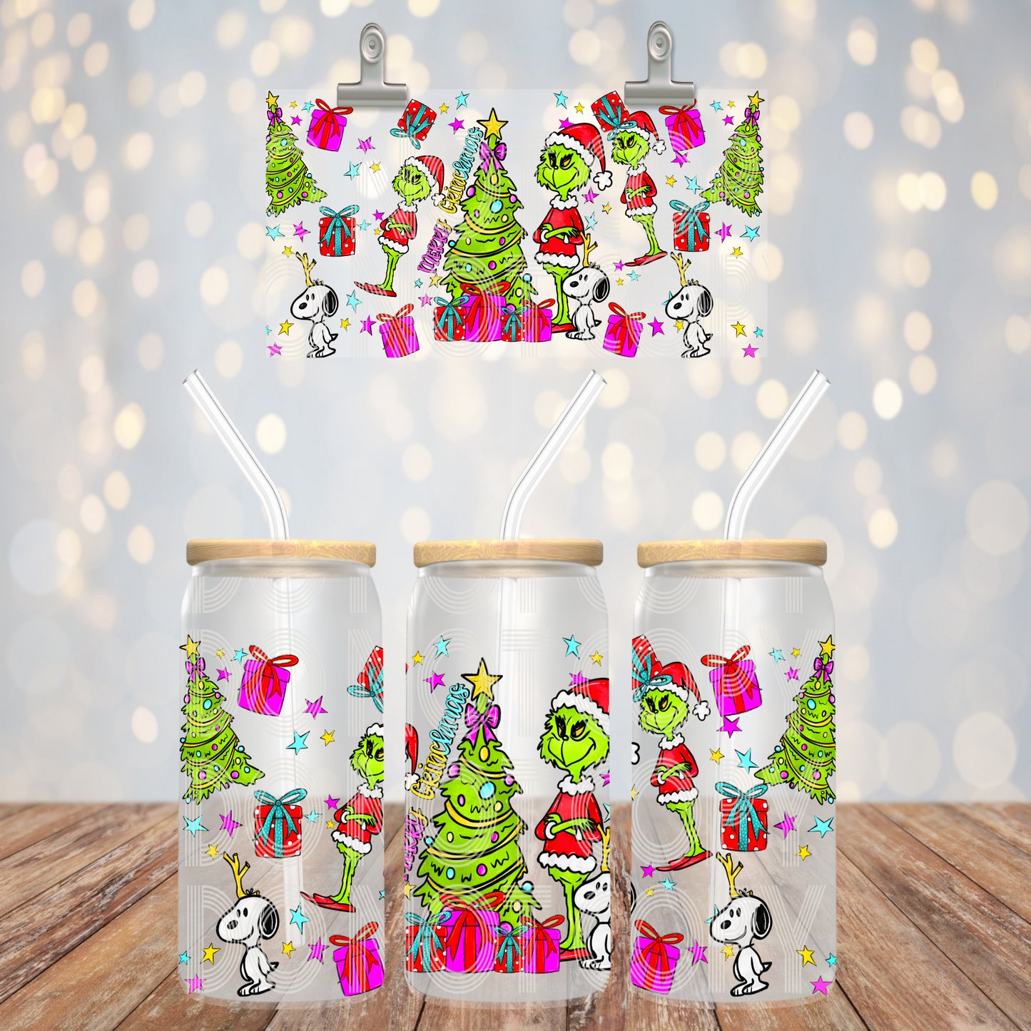 Grouch & CB Merry Christmas - UV dtf wrap 16oz libbey : PHDC O24