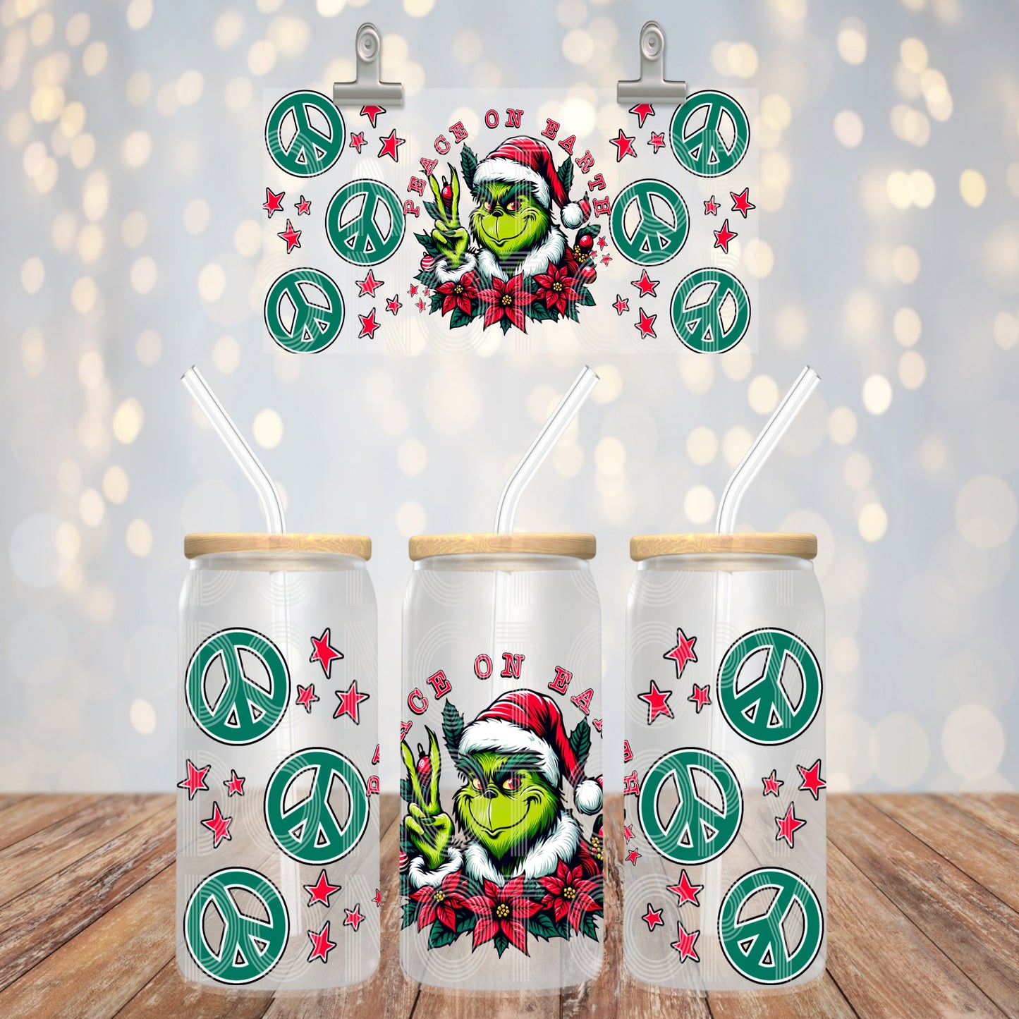 Grouch Peace on earth - UV dtf wrap 16oz libbey : PHDC O24