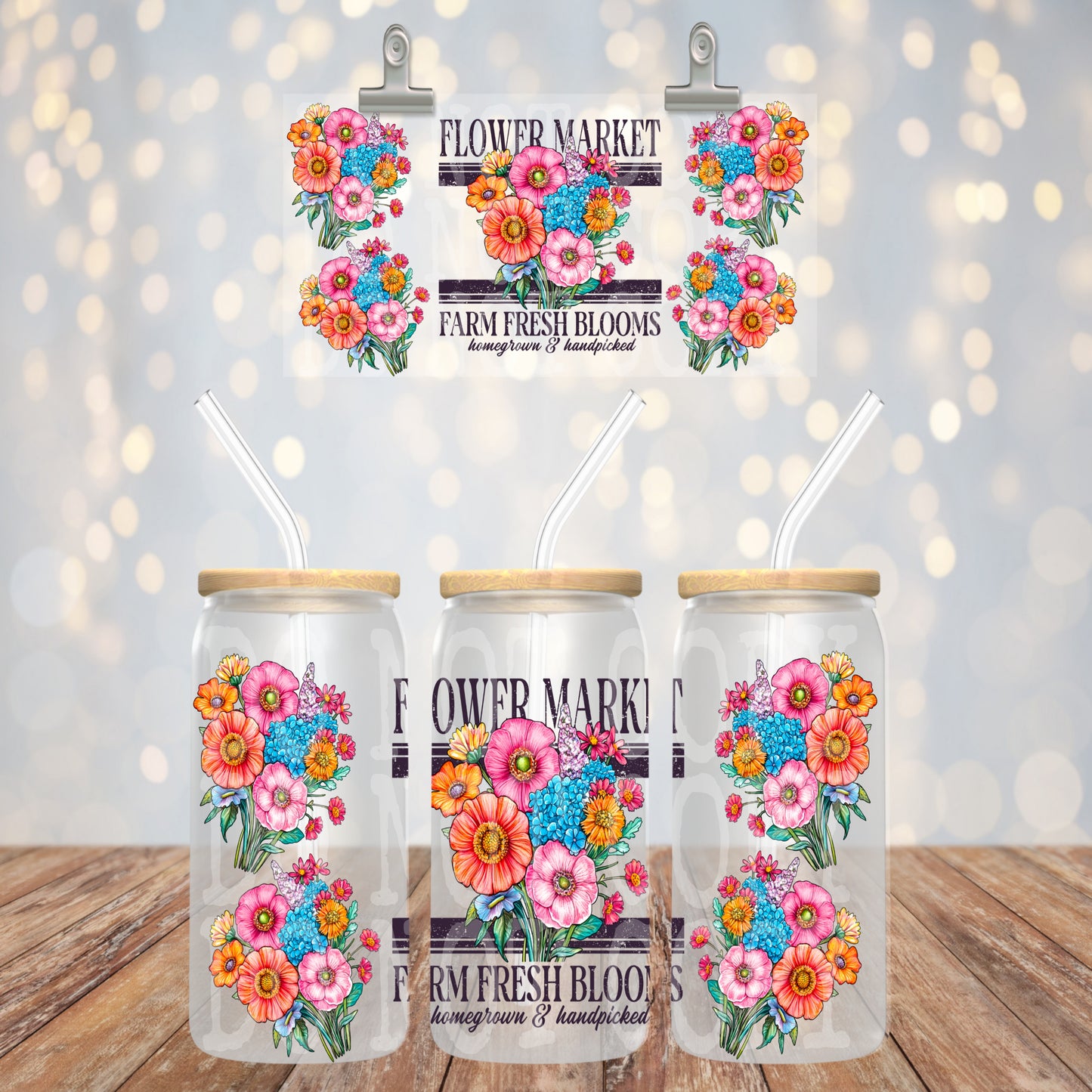 Flower market - UV dtf wrap 16oz libbey : PHDC